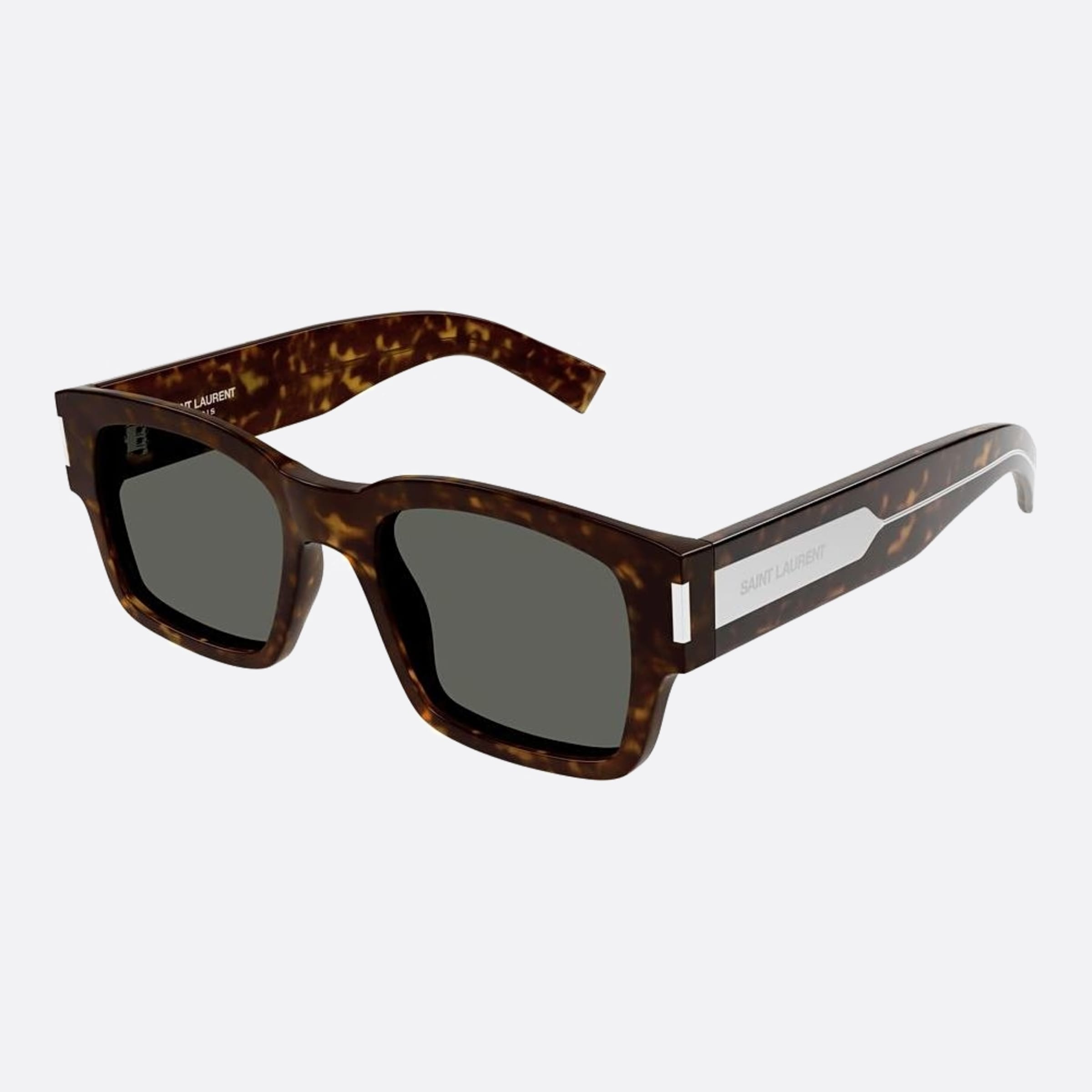 Saint 53mm Laurent Havana Squared Man Sunglasses - Side View