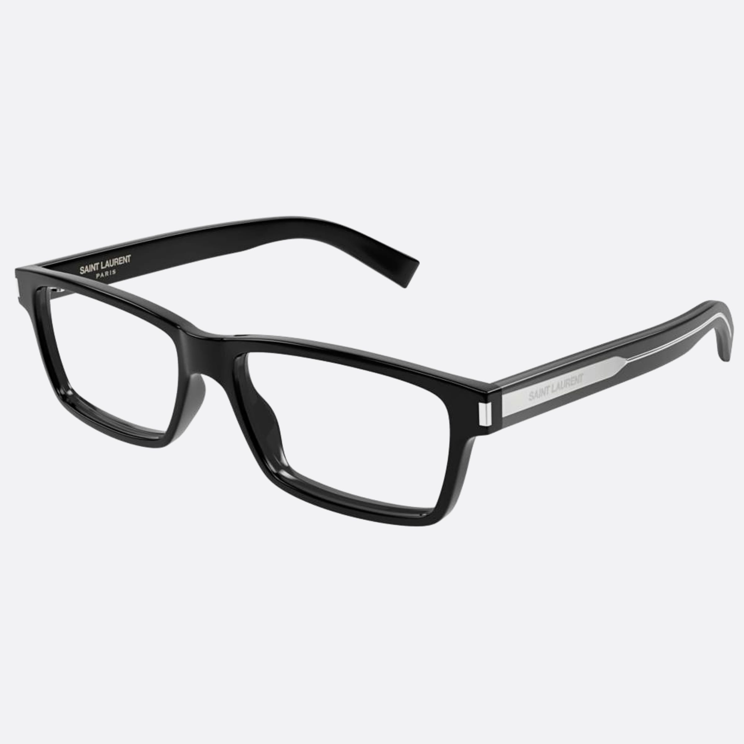 Saint 56mm Laurent Black Squared Men Eyeglasses - Side View