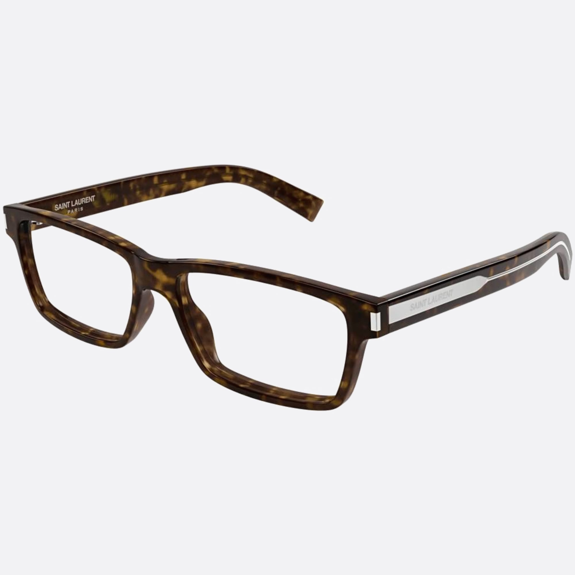Saint 56mm Laurent Havana Squared Men Eyeglasses - Side View