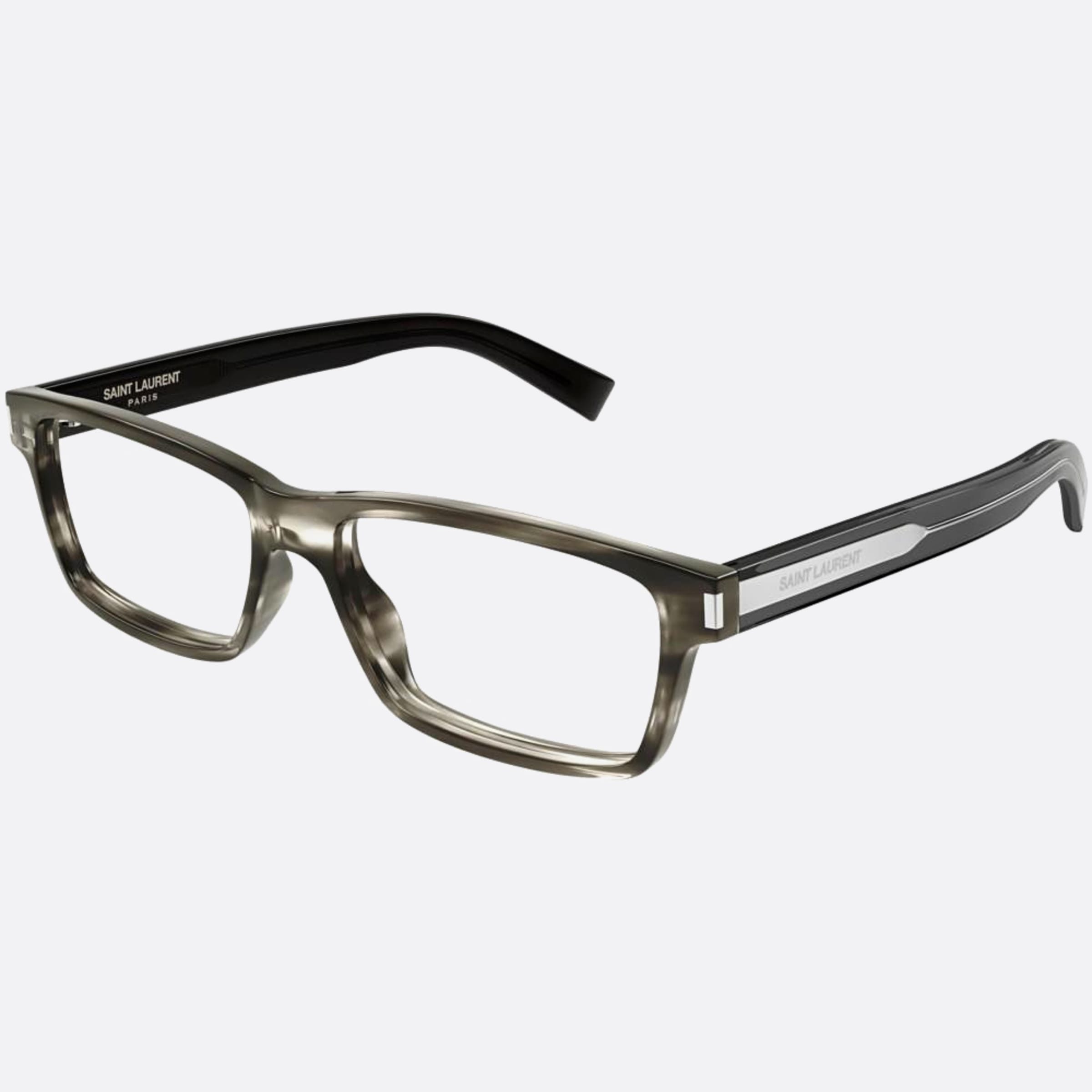 Saint 56mm Laurent Havana Squared Men Eyeglasses - Side View