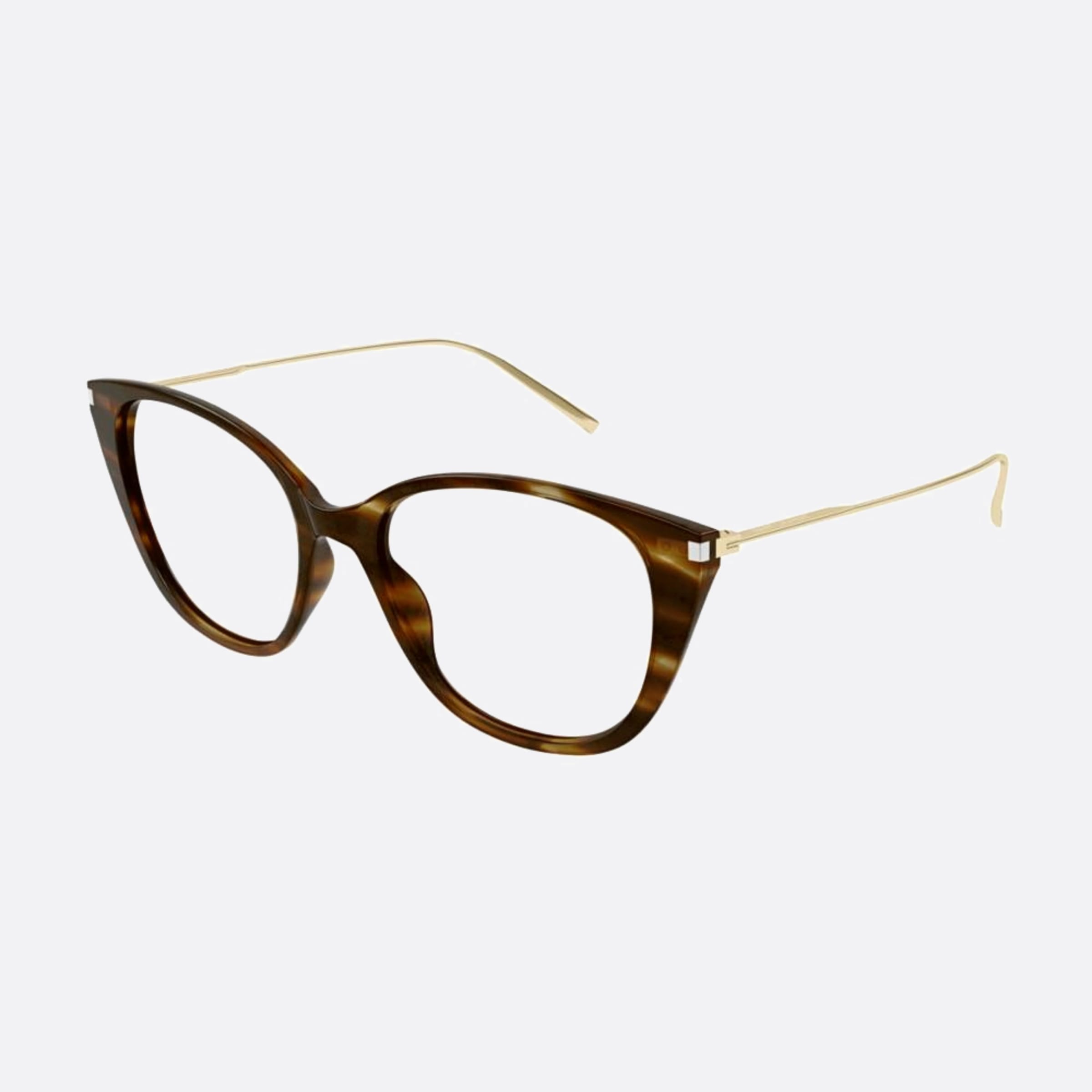 Saint 54mm Laurent Havana Cat Eye Woman Eyeglasses - Side View