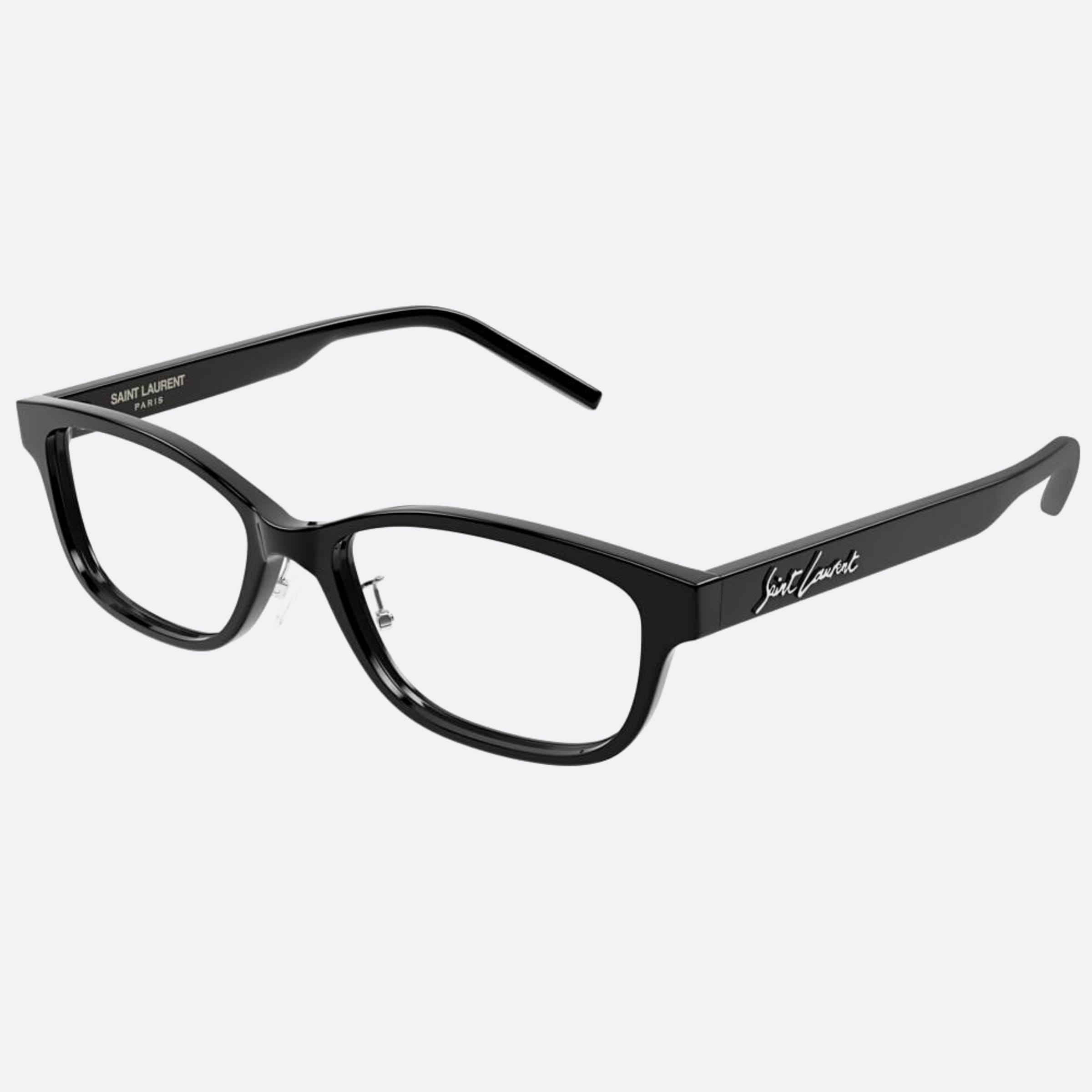 Saint 54mm Laurent Black Squared Unisex Eyeglasses - Side View