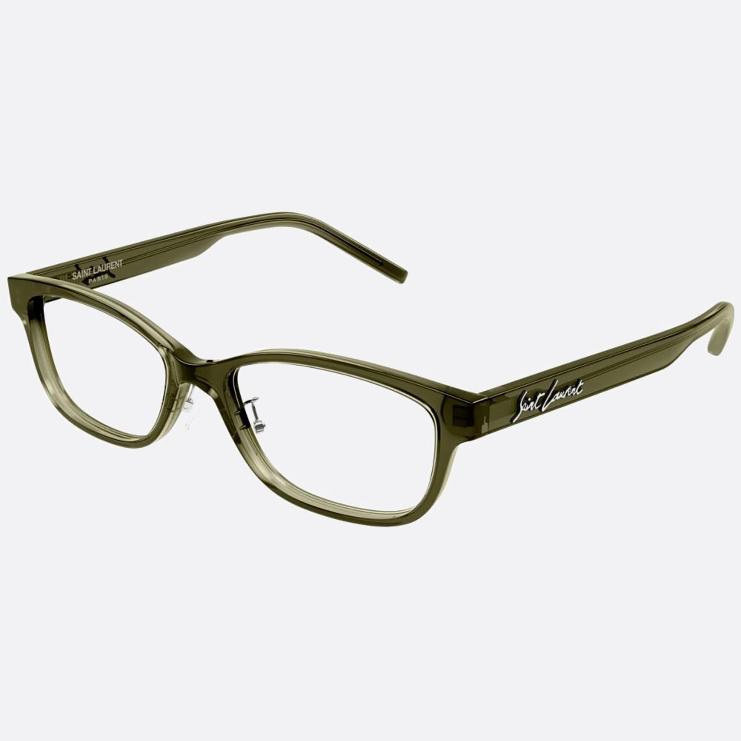 Saint 54mm Laurent Green Squared Unisex Eyeglasses - Side View