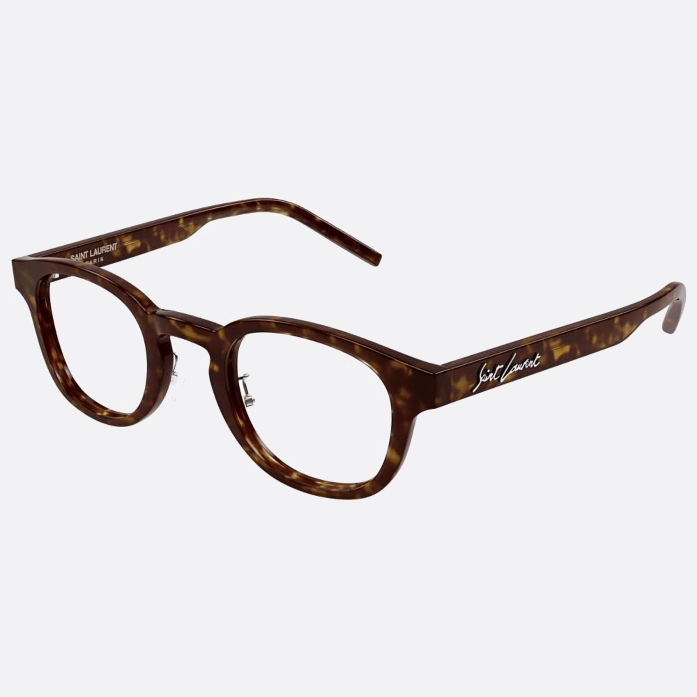 Saint 46mm Laurent Havana Round Unisex Eyeglasses - Side View