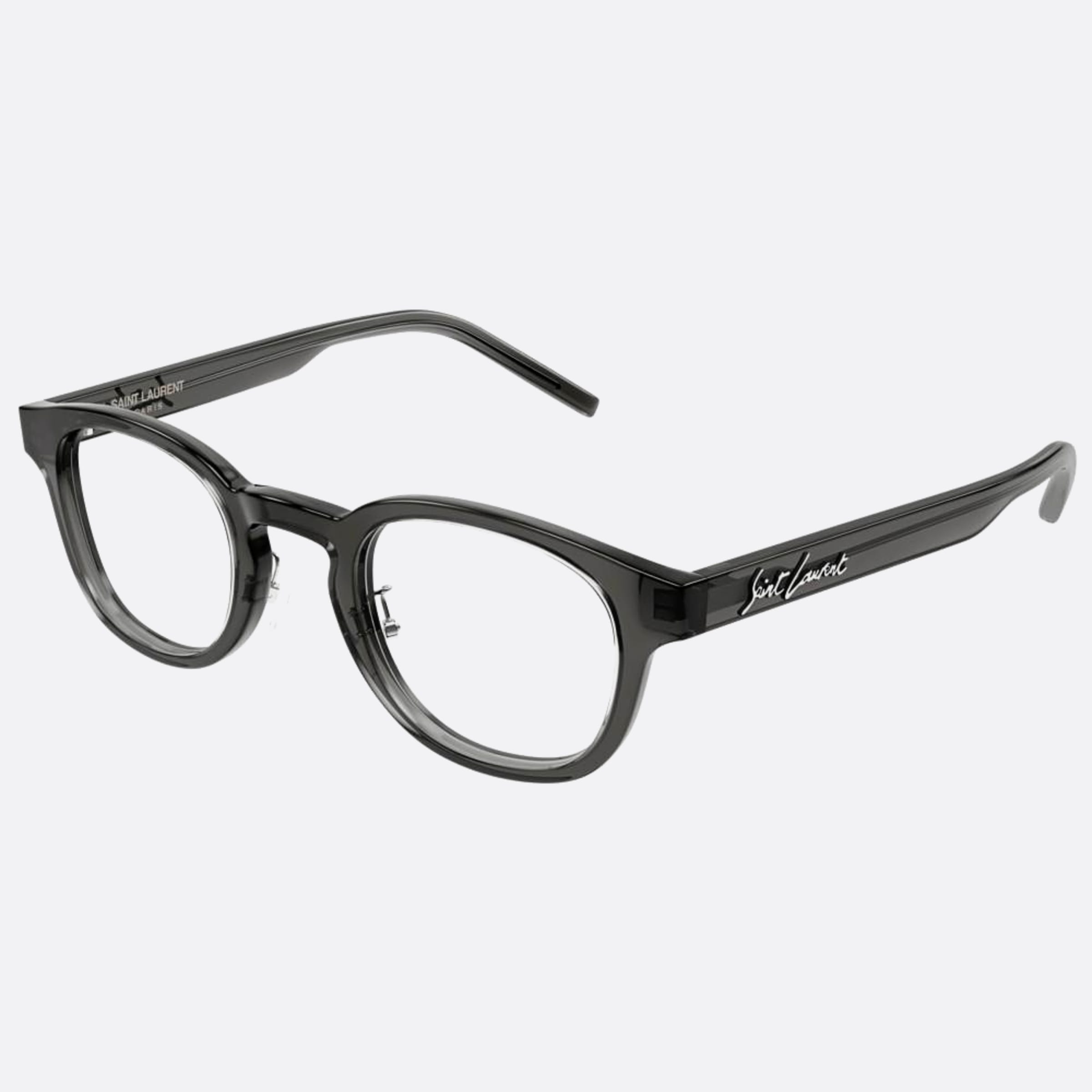 Saint 46mm Laurent Grey Round Unisex Eyeglasses - Side View