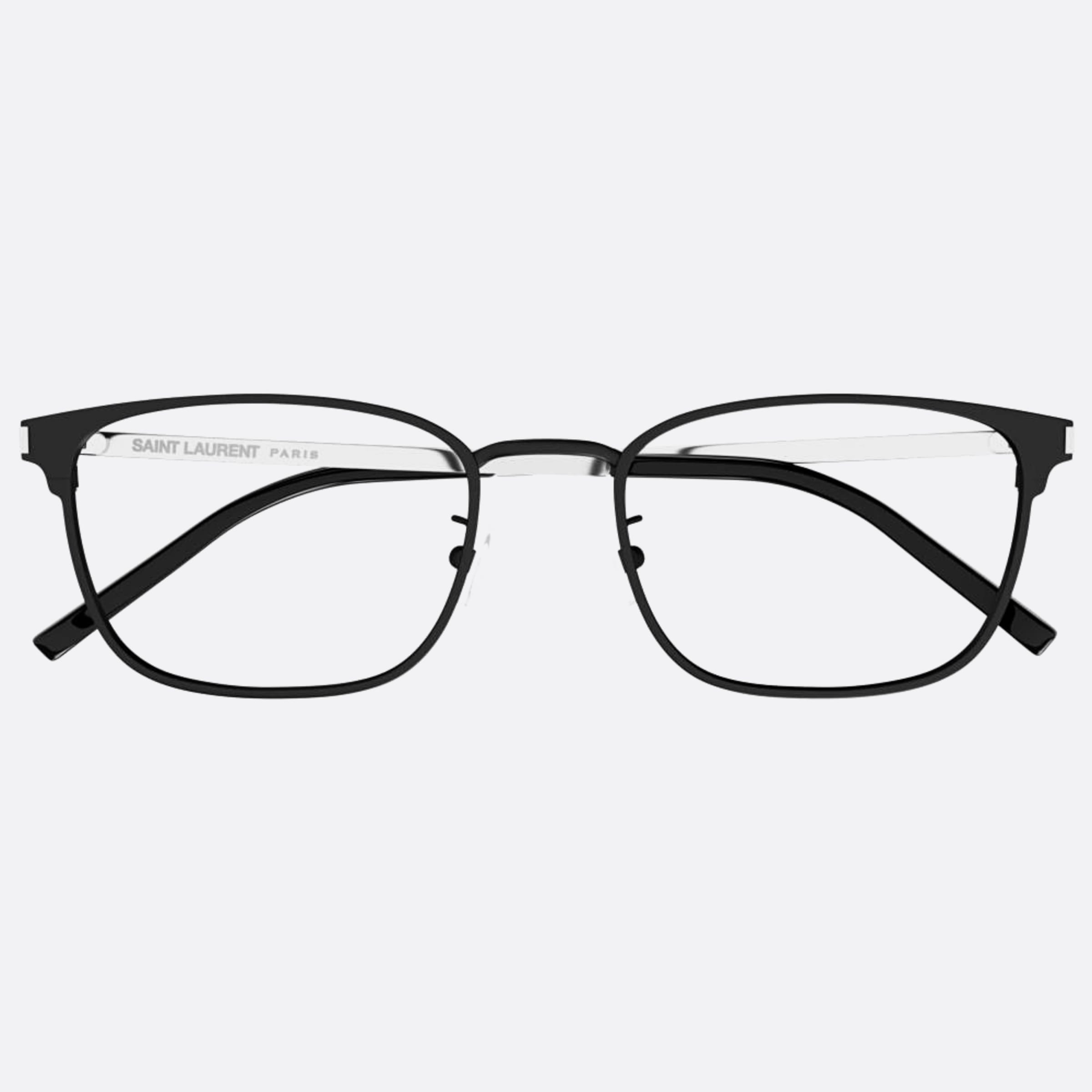 Saint 53mm Laurent Black Squared Unisex Eyeglasses - Main View