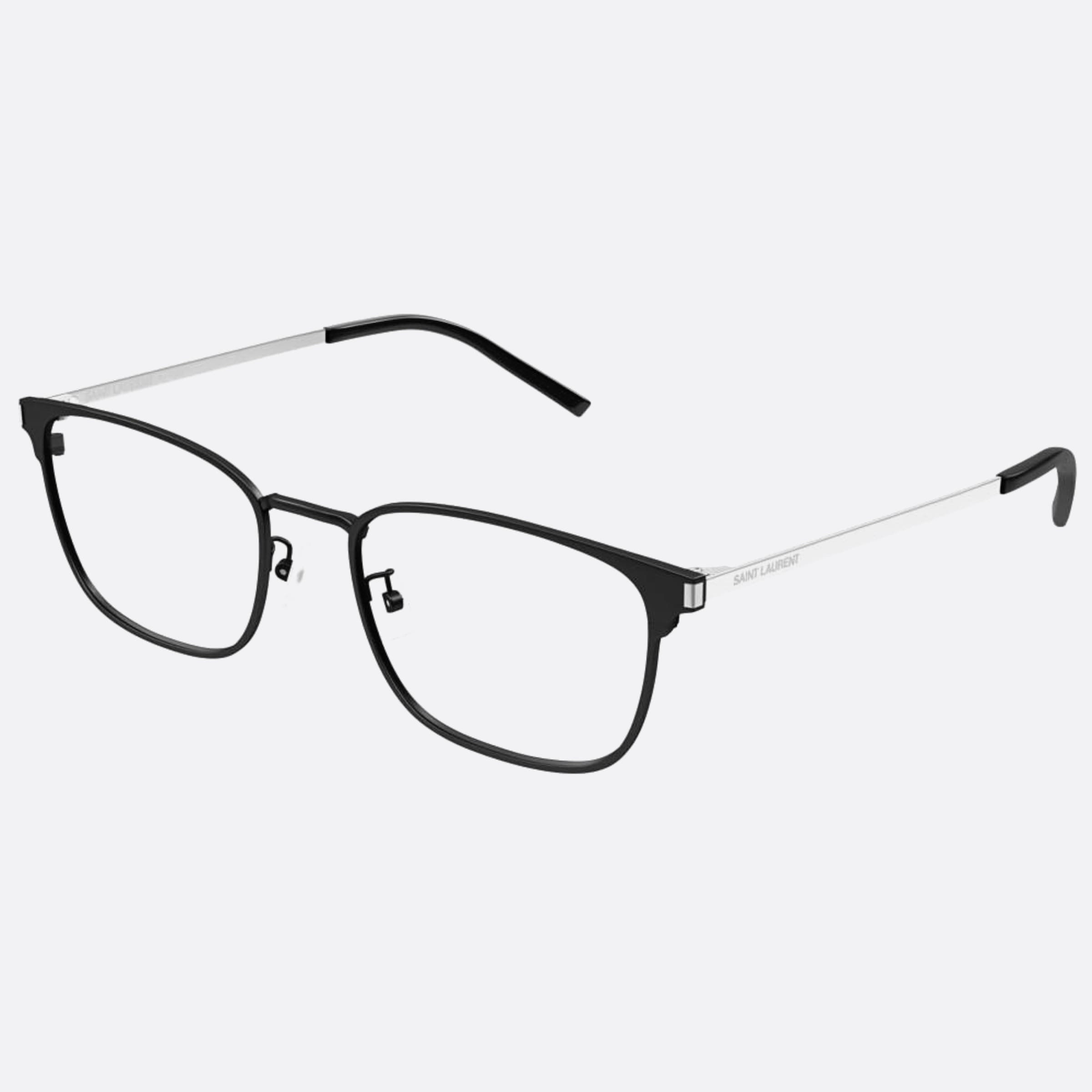 Saint 53mm Laurent Black Squared Unisex Eyeglasses - Side View