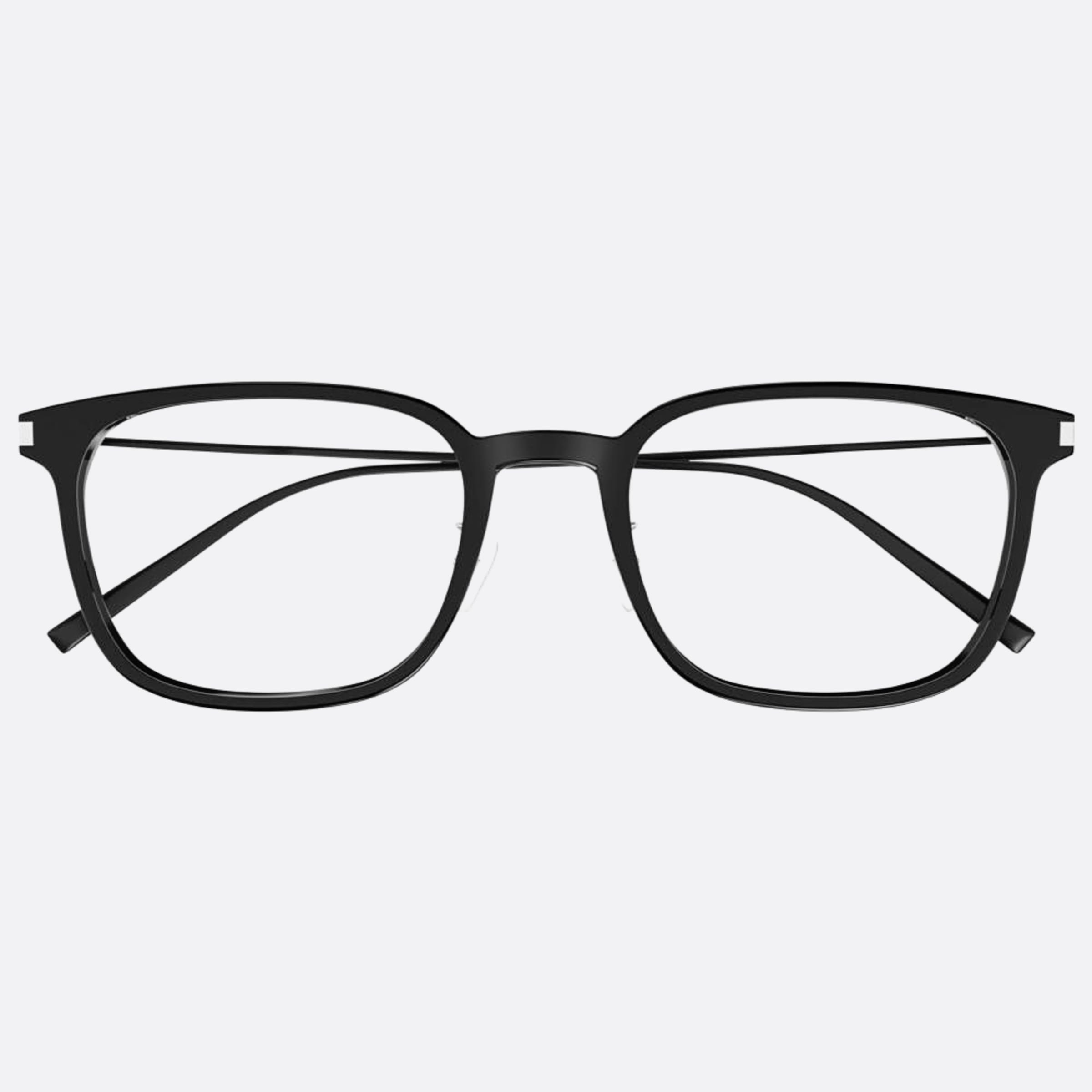 Saint 53mm Laurent Black Squared Unisex Eyeglasses - Main View