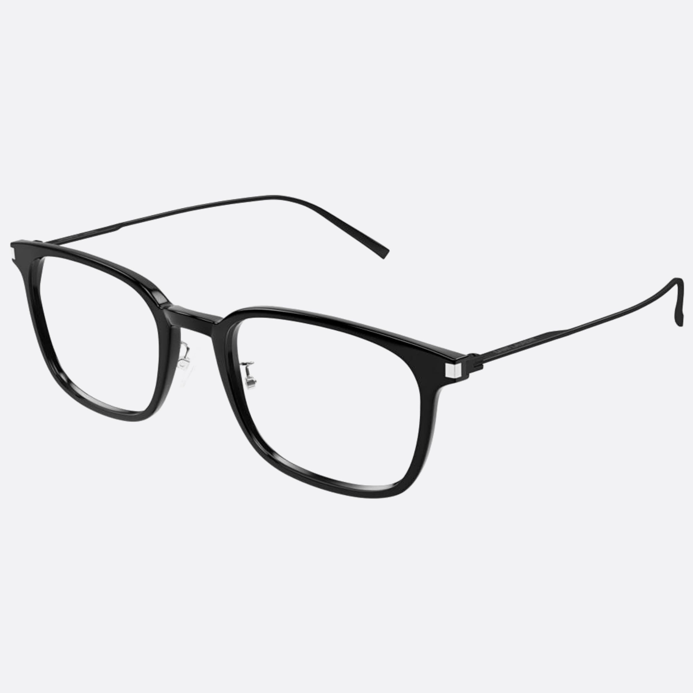 Saint 53mm Laurent Black Squared Unisex Eyeglasses - Side View