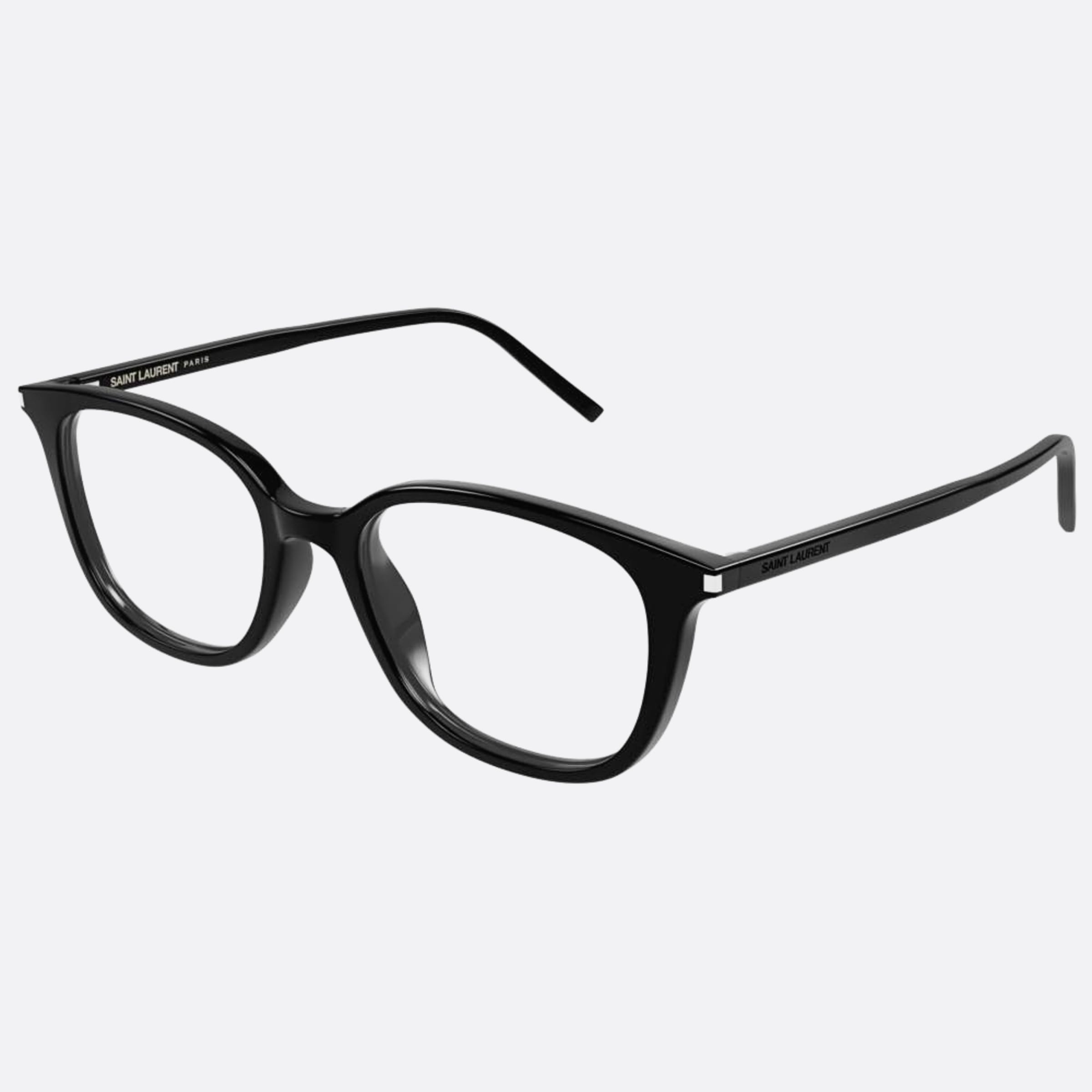 Saint 52mm Laurent Black Squared Unisex Eyeglasses - Side View