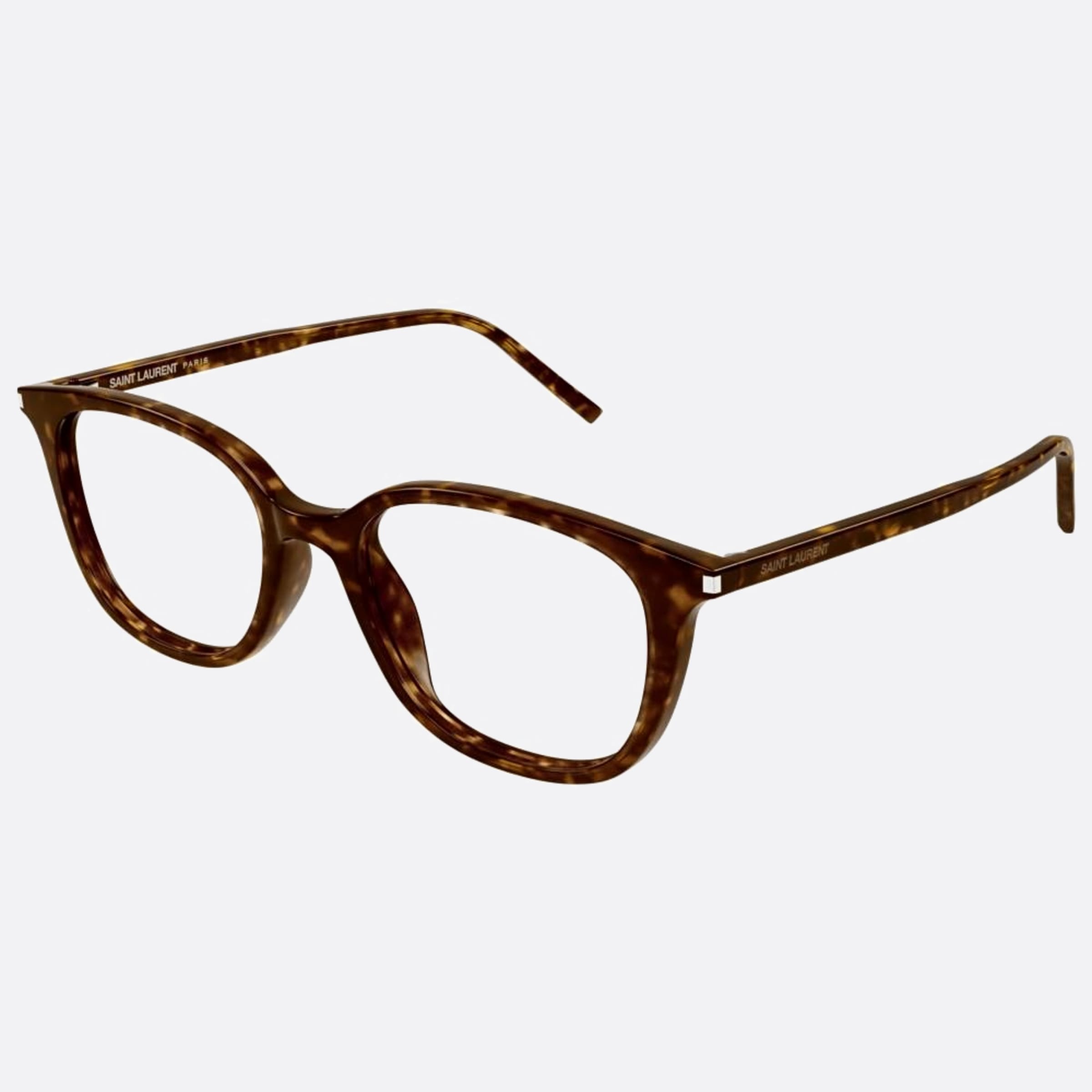 Saint 52mm Laurent Havana Squared Unisex Eyeglasses - Side View