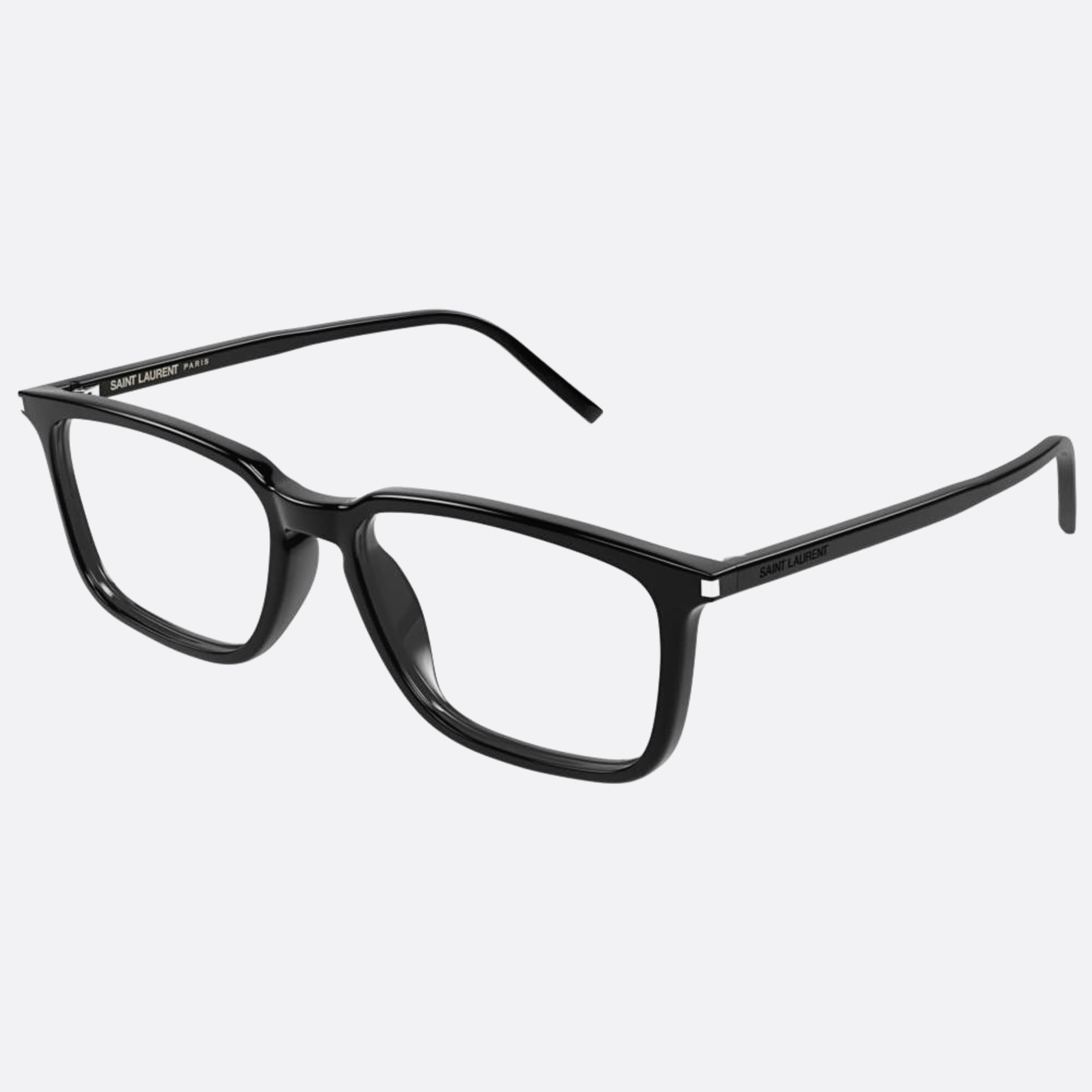 Saint 55mm Laurent Black Squared Unisex Eyeglasses - Side View
