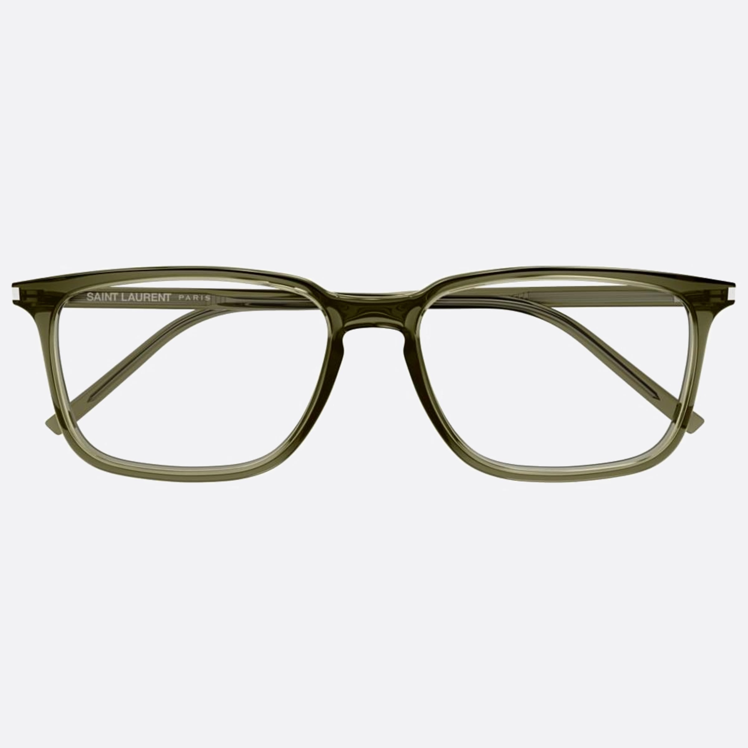 Saint 55mm Laurent Green Squared Unisex Eyeglasses - Main View