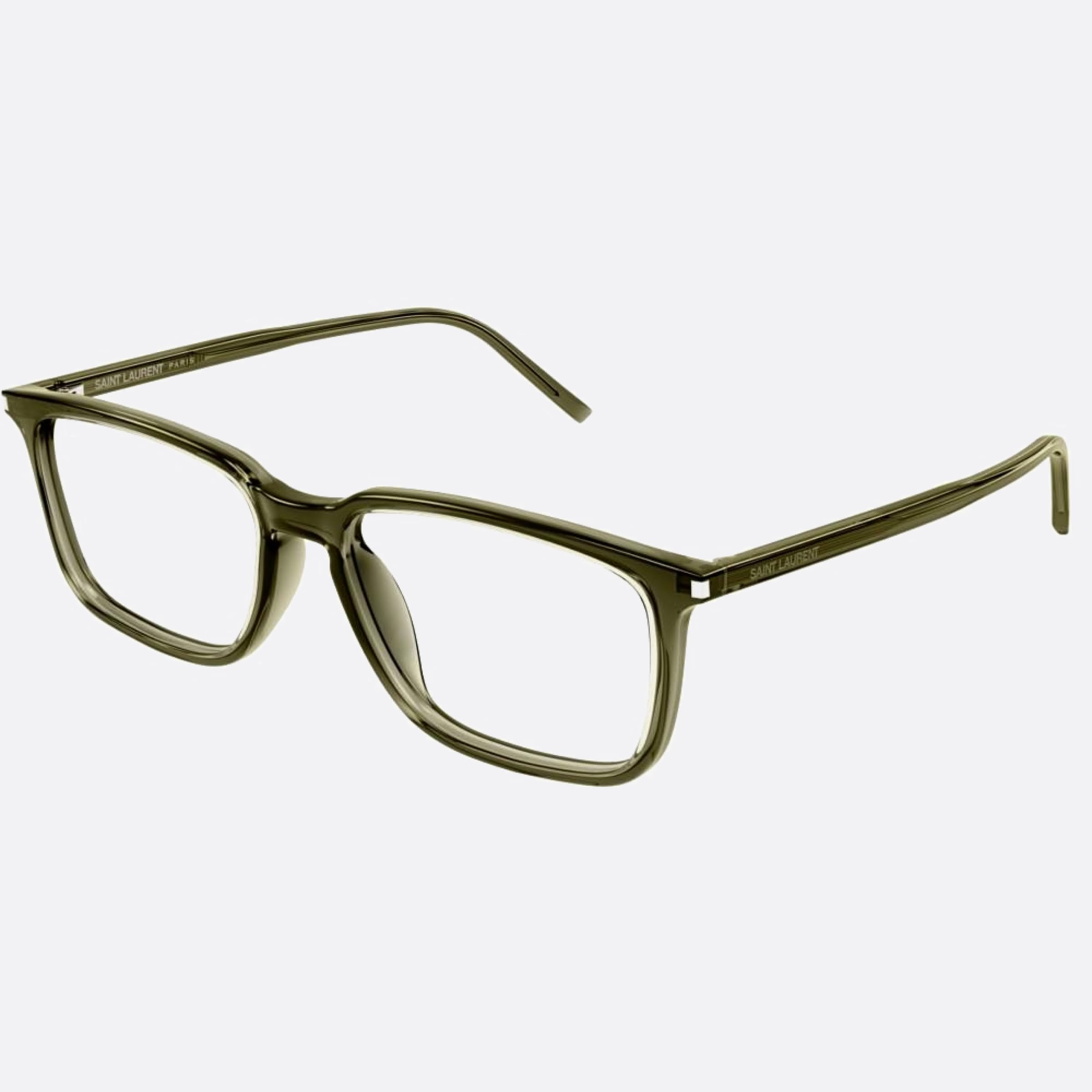 Saint 55mm Laurent Green Squared Unisex Eyeglasses - Side View