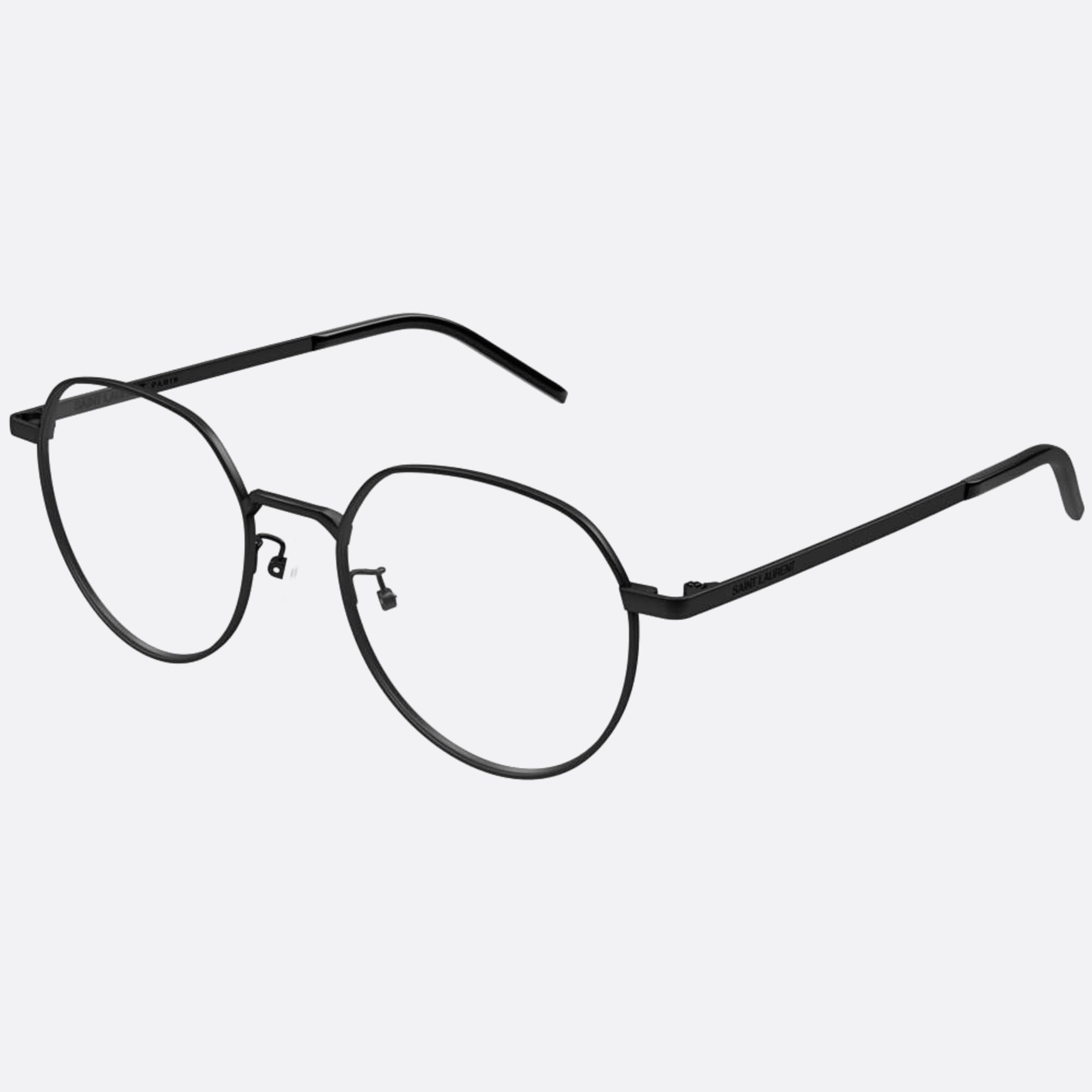 Saint 52mm Laurent Black Round Unisex Eyeglasses - Side View