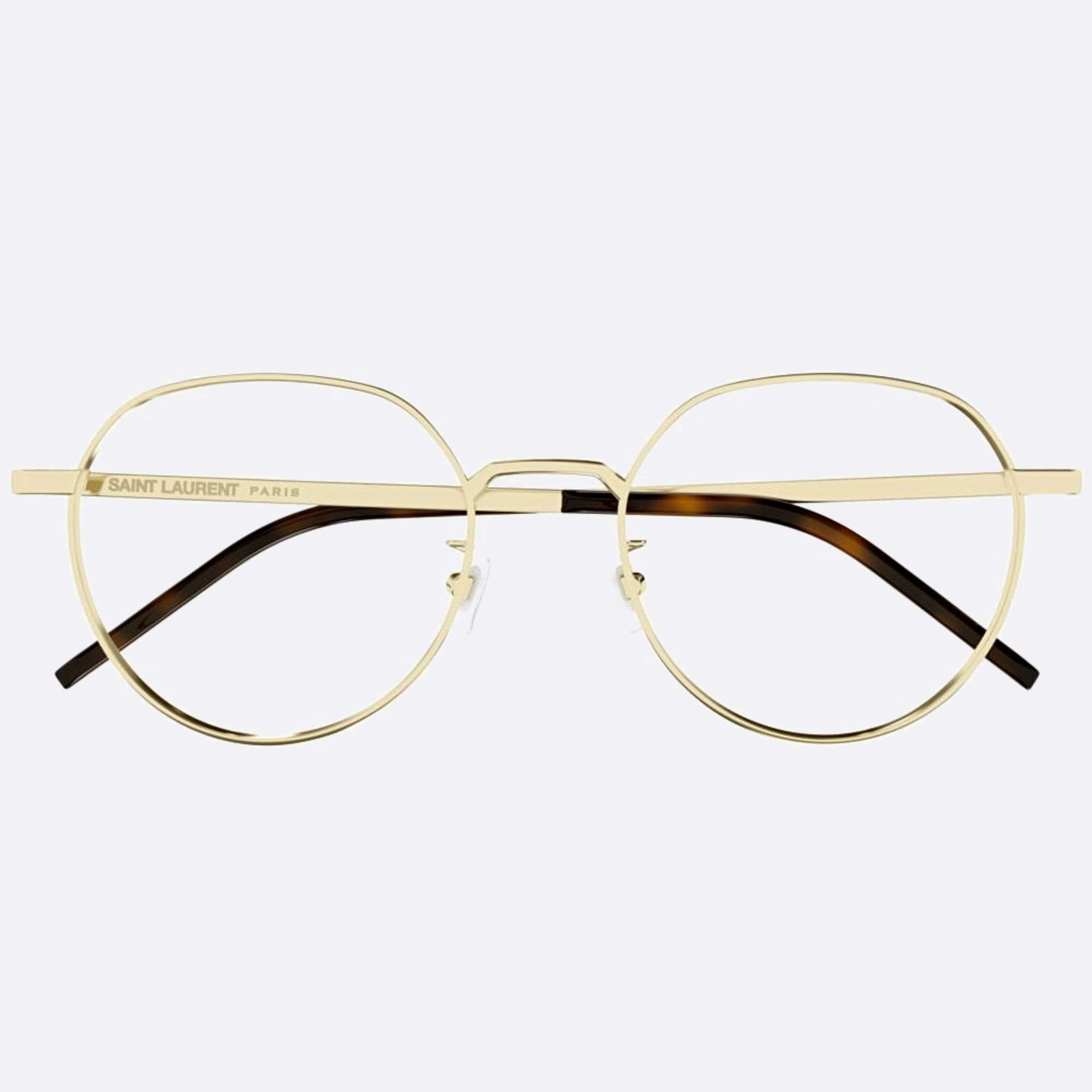 Saint 52mm Laurent Gold Round Unisex Eyeglasses - Main View