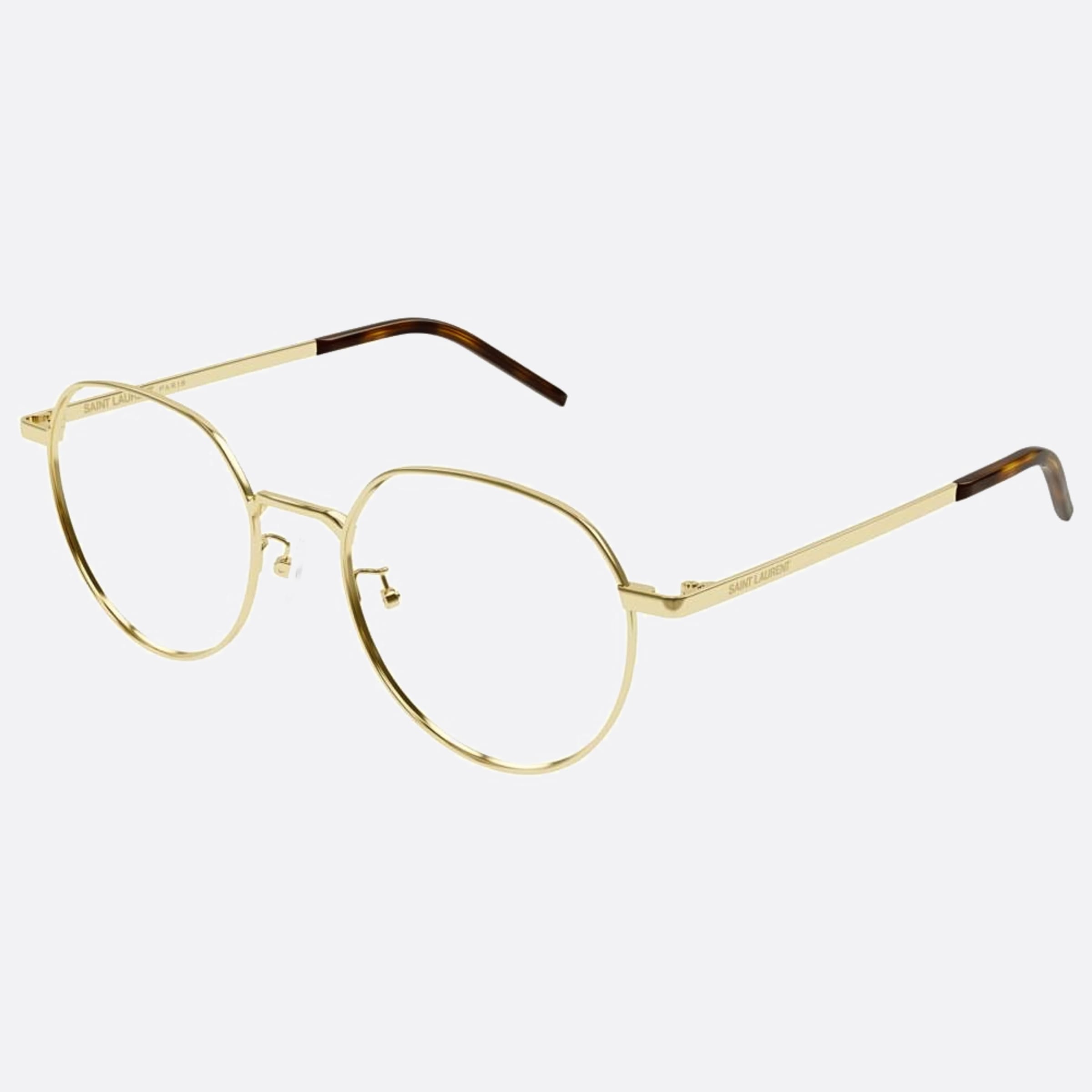 Saint 52mm Laurent Gold Round Unisex Eyeglasses - Side View