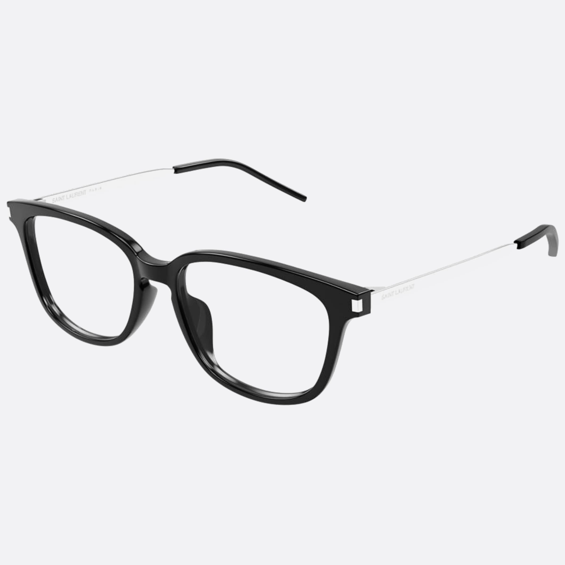 Saint 54mm Laurent Black Squared Unisex Eyeglasses - Side View