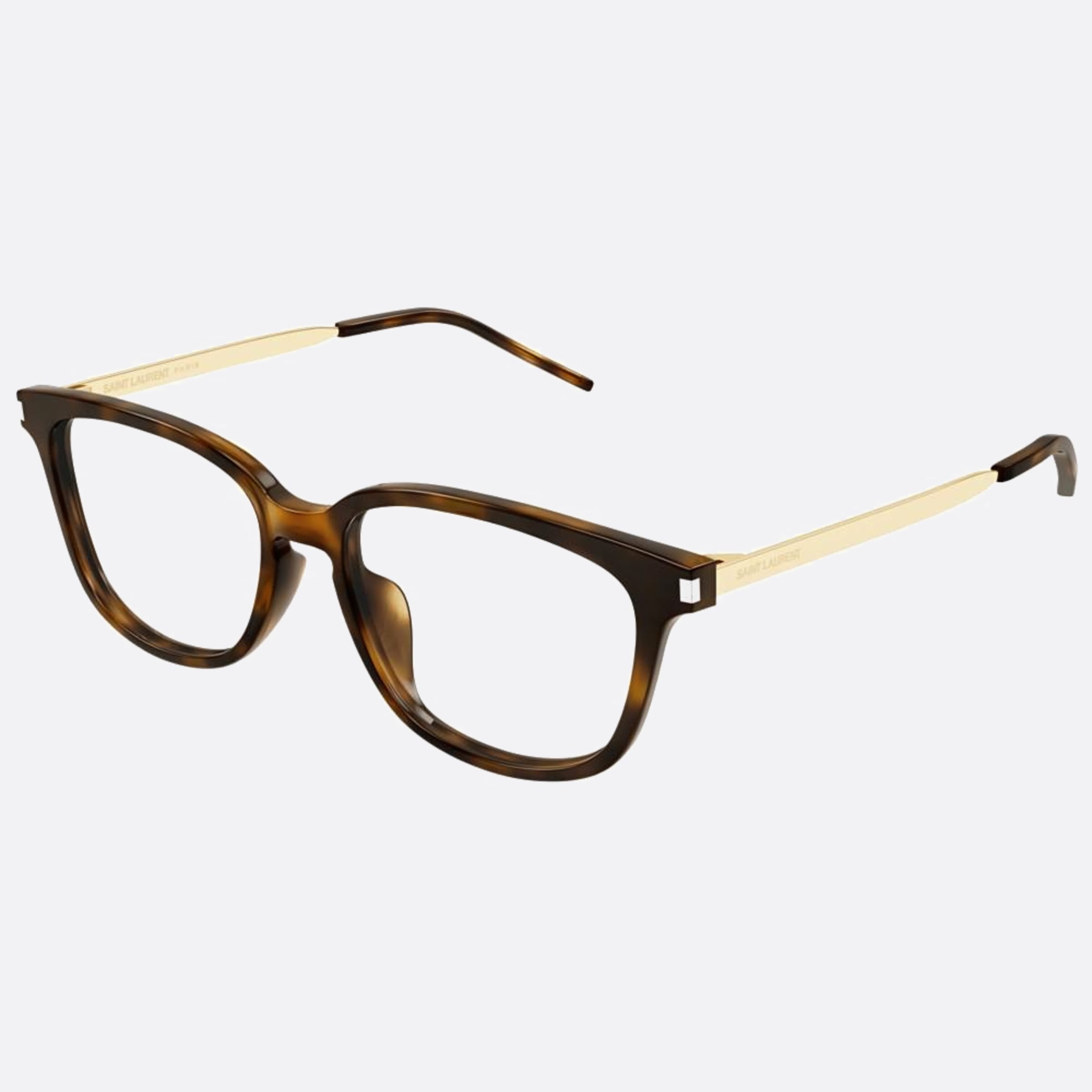 Saint 54mm Laurent Havana Squared Unisex Eyeglasses - Side View