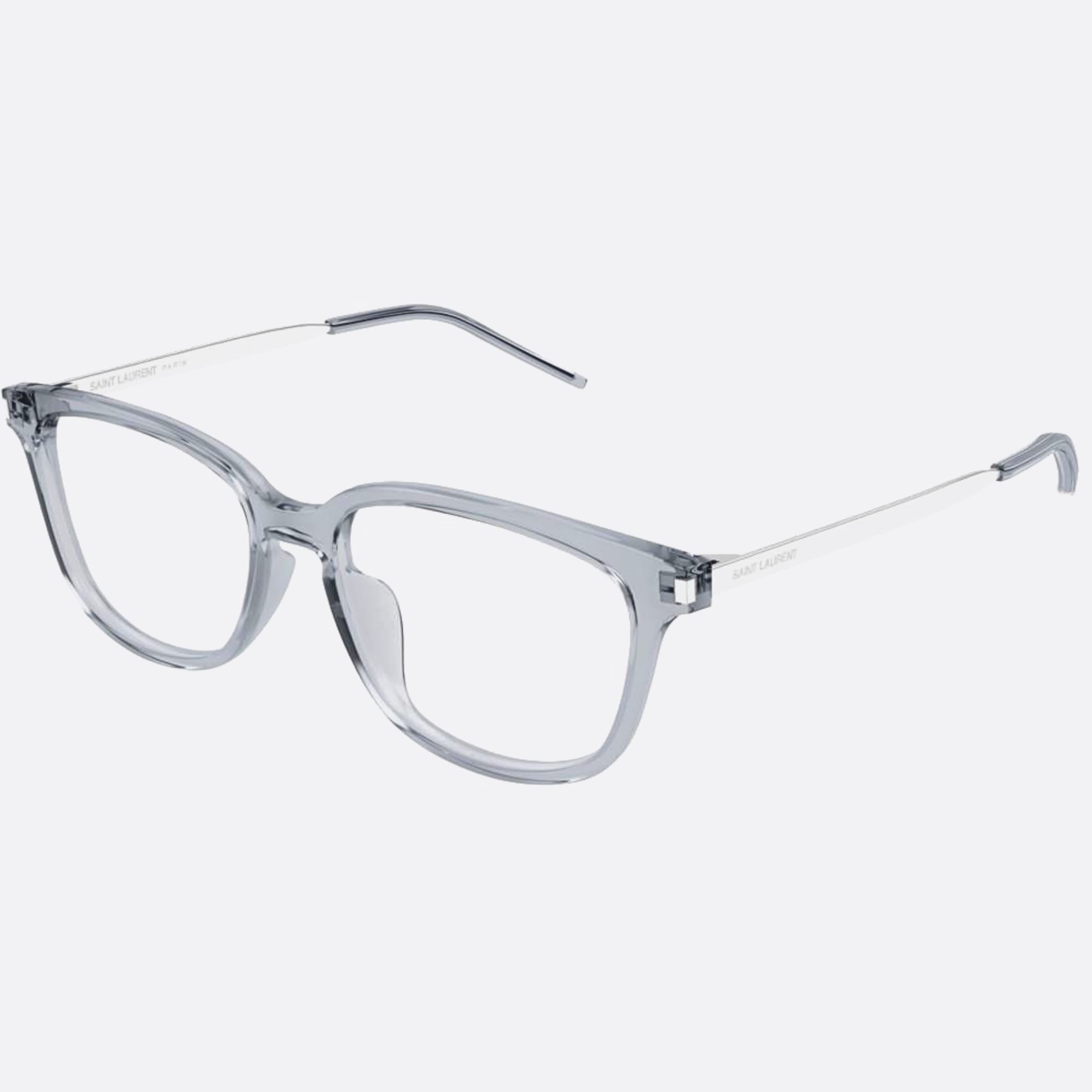 Saint 54mm Laurent Grey Squared Unisex Eyeglasses - Side View