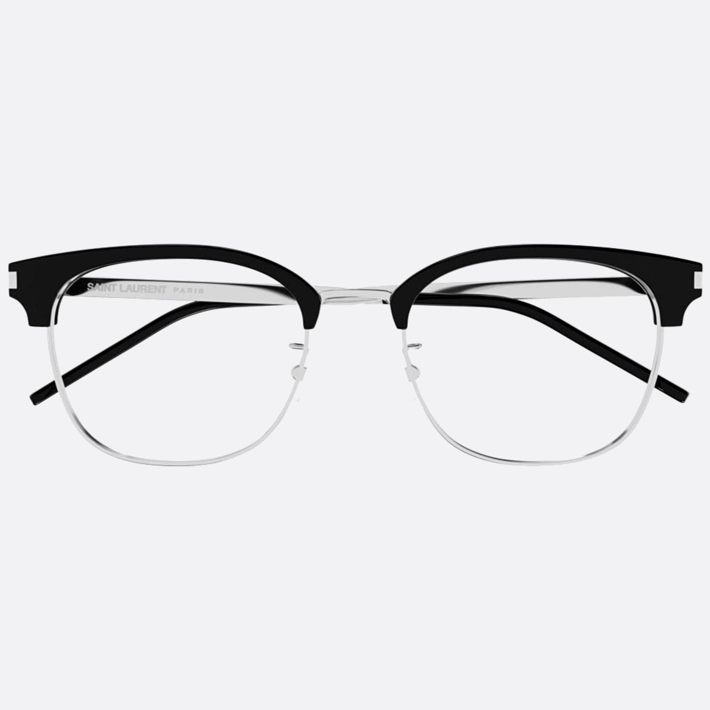 Saint 54mm Laurent Black Squared Unisex Eyeglasses - Main View