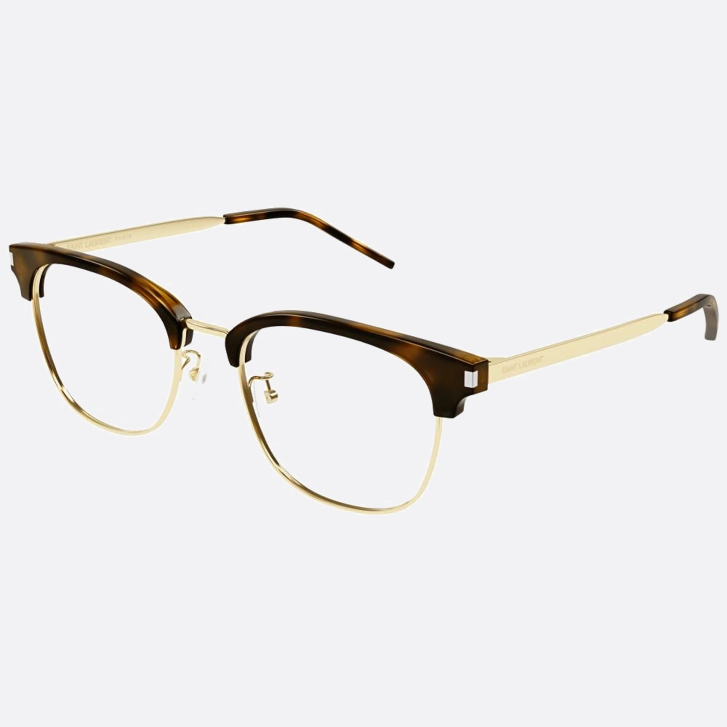 Saint 54mm Laurent Havana Squared Unisex Eyeglasses - Side View
