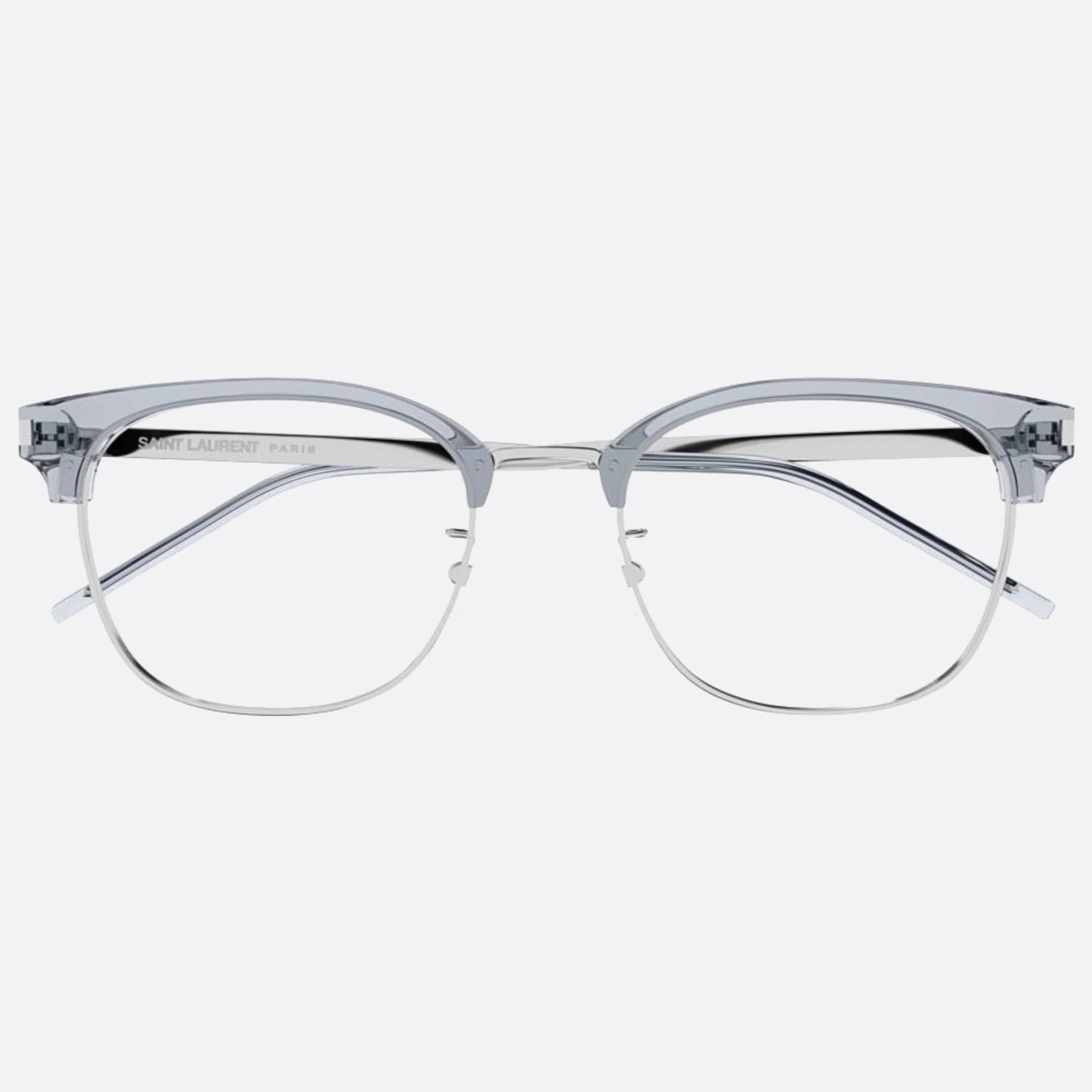 Saint 54mm Laurent Grey Squared Unisex Eyeglasses - Main View