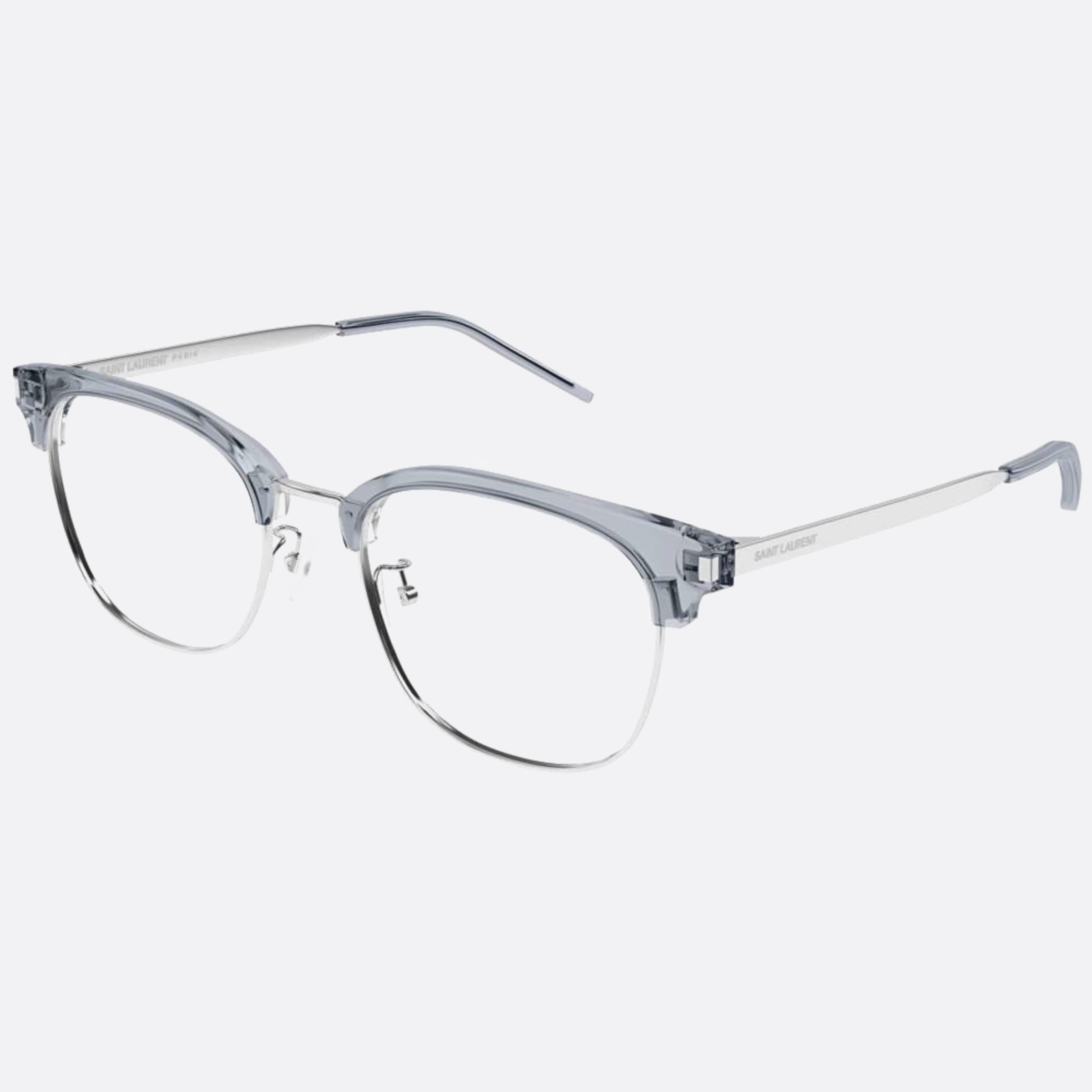 Saint 54mm Laurent Grey Squared Unisex Eyeglasses - Side View