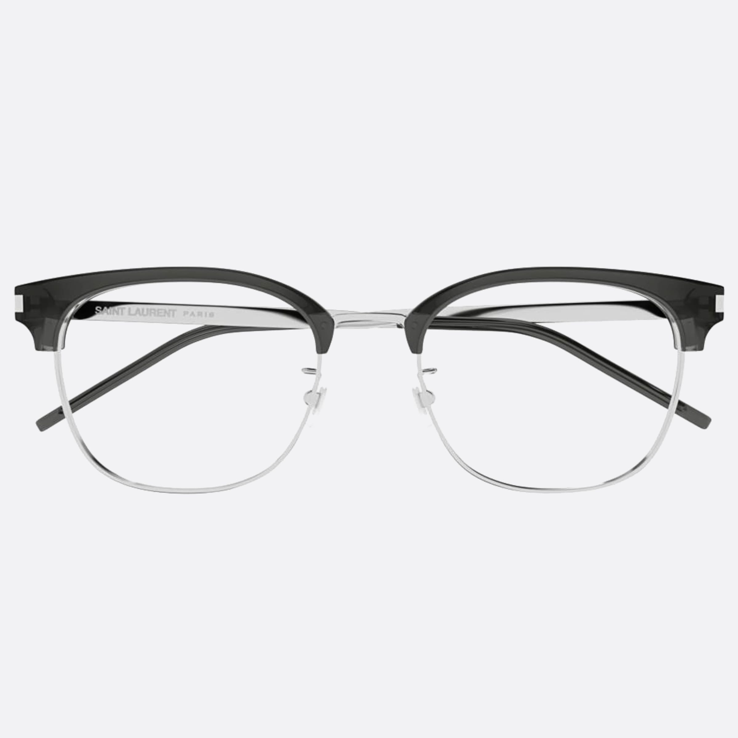 Saint 54mm Laurent Grey Squared Unisex Eyeglasses - Main View