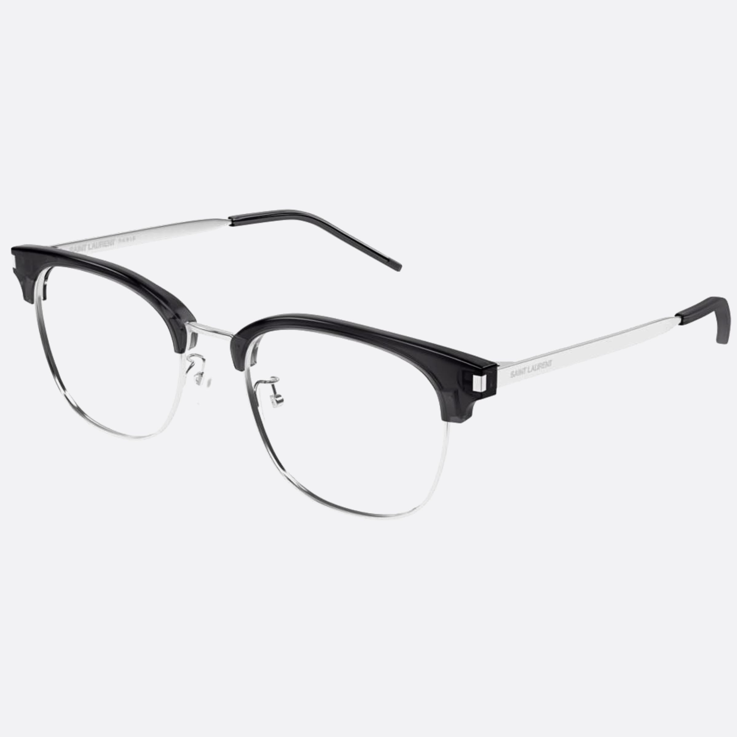 Saint 54mm Laurent Grey Squared Unisex Eyeglasses - Side View