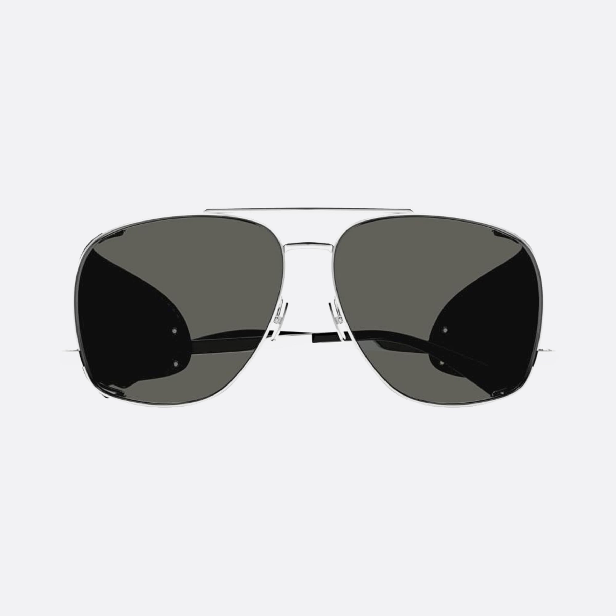 Saint 59mm Laurent Leon Leather Spoiler Silver Pilot Man Sunglasses - Main View