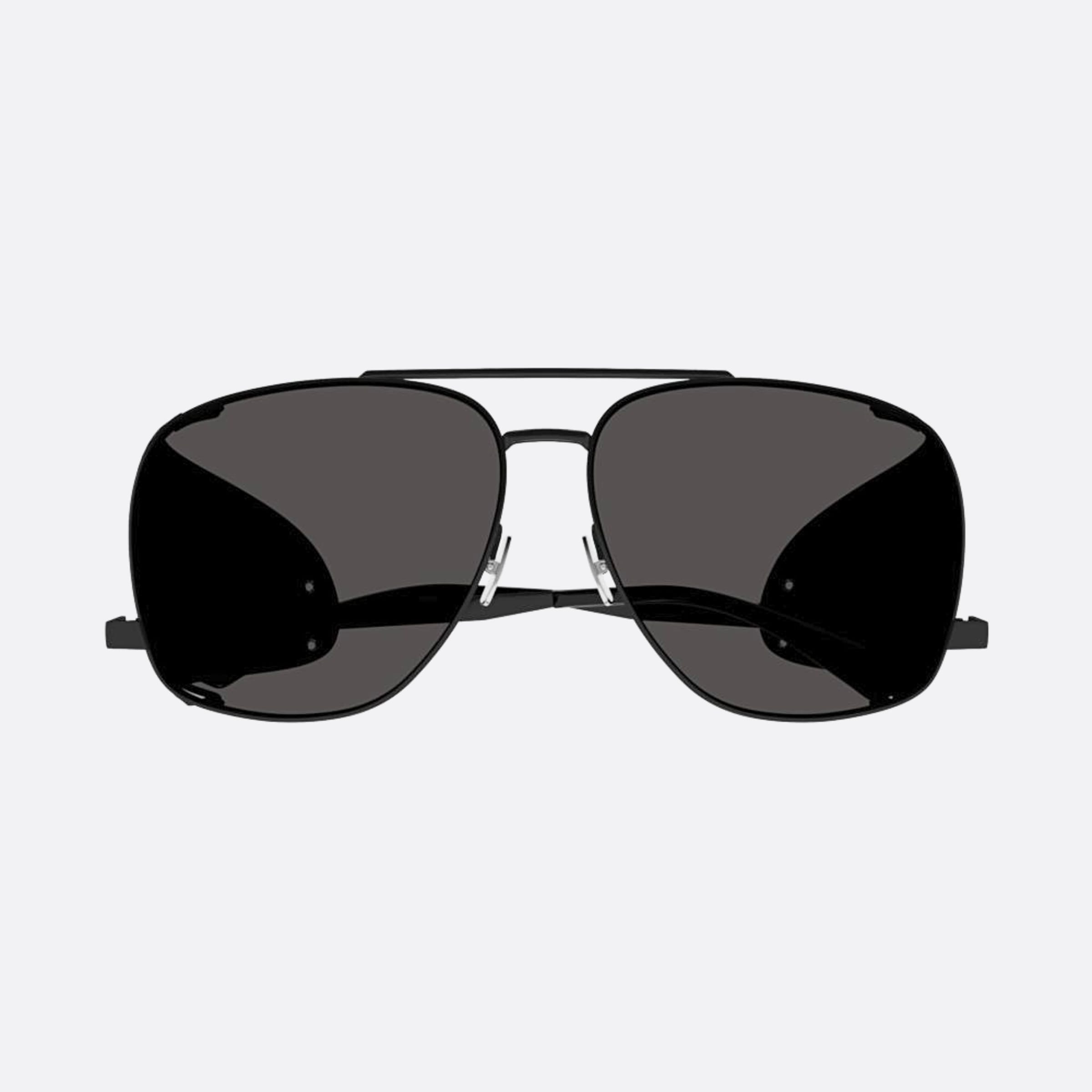 Saint 59mm Laurent Leon Leather Spoiler Black Pilot Man Sunglasses - Main View