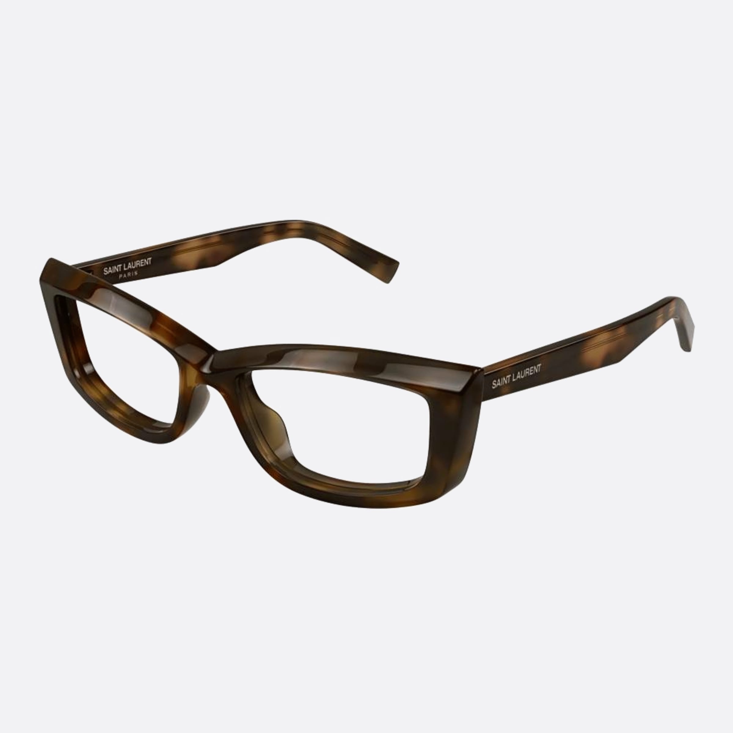 Saint 54mm Laurent Opt Havana Cat Eye Woman Eyeglasses - Side View