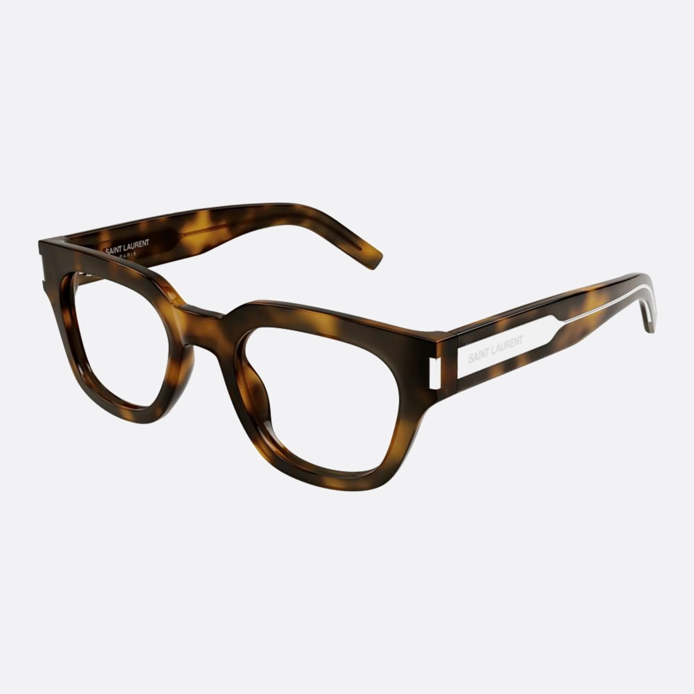 Saint 50mm Laurent Havana Squared Unisex Eyeglasses - Side View