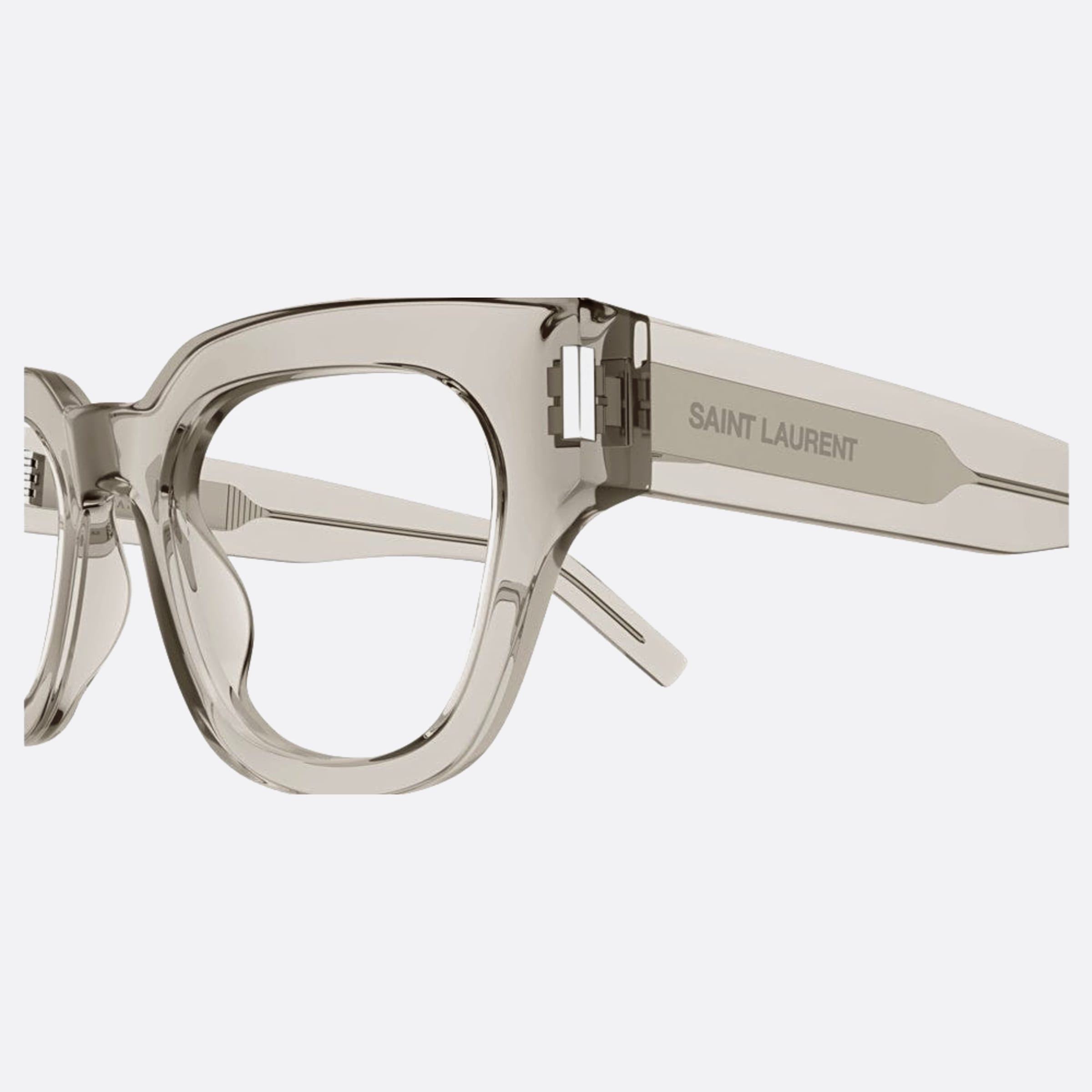 Saint 50mm Laurent Brown Squared Unisex Eyeglasses - Detail View