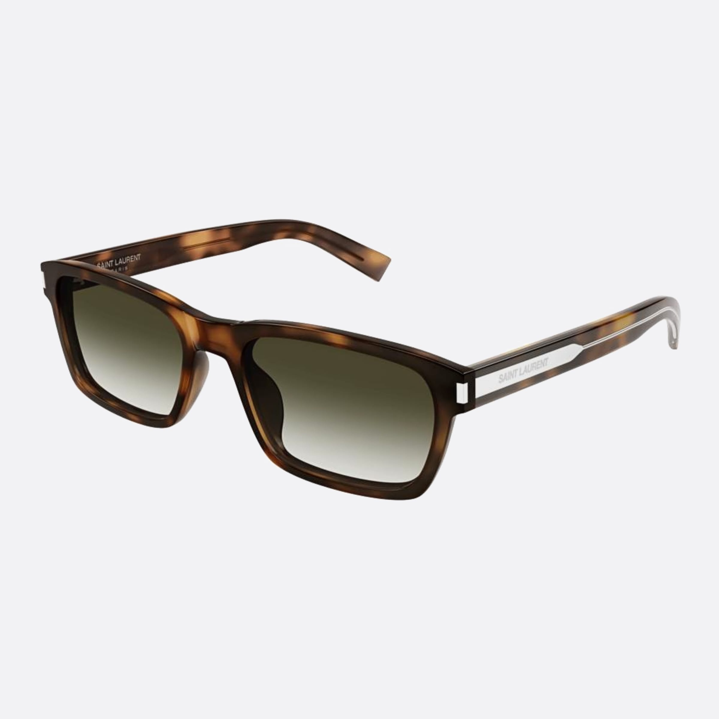 Saint 57mm Laurent Havana Squared Man Sunglasses - Side View