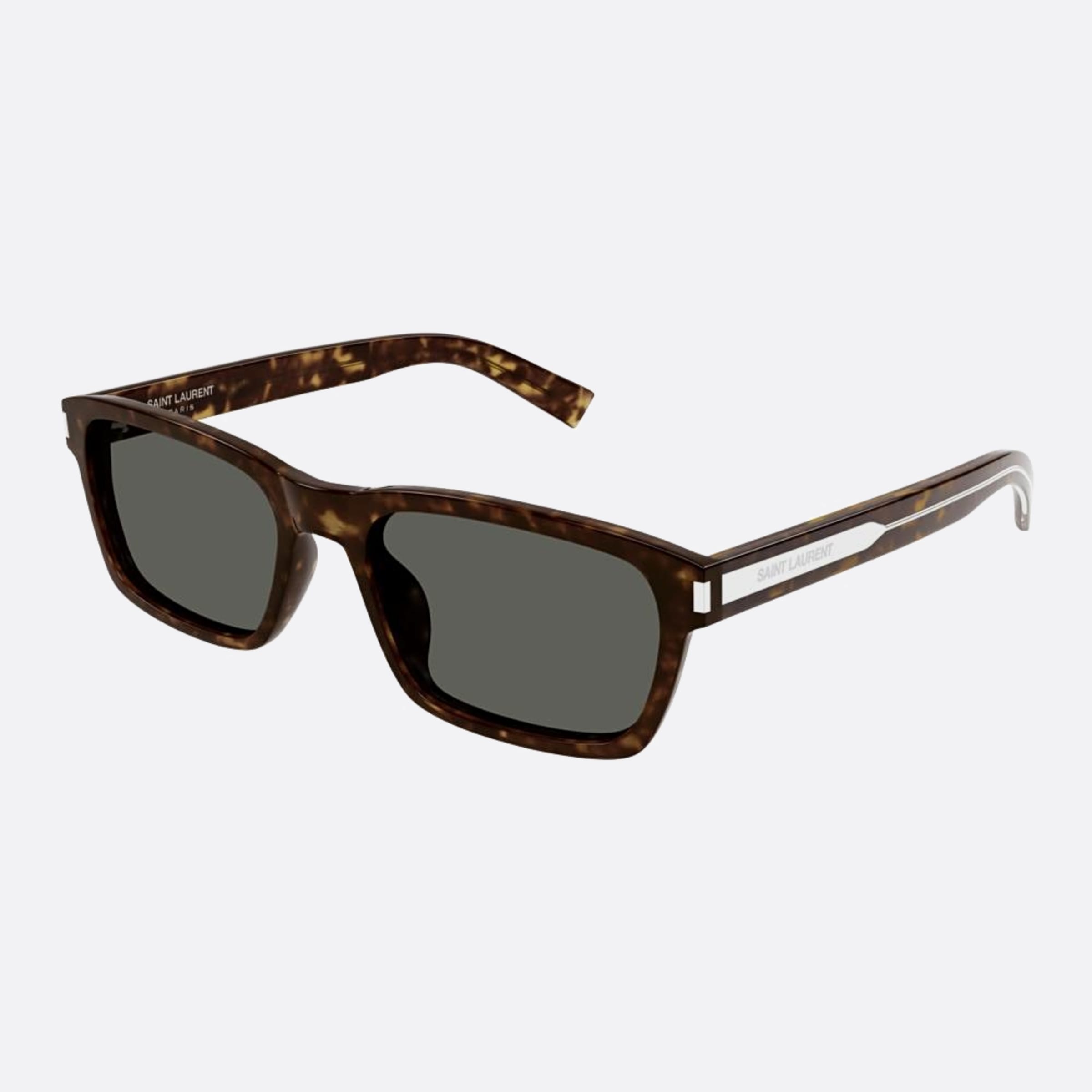 Saint 57mm Laurent Havana Squared Man Sunglasses - Side View