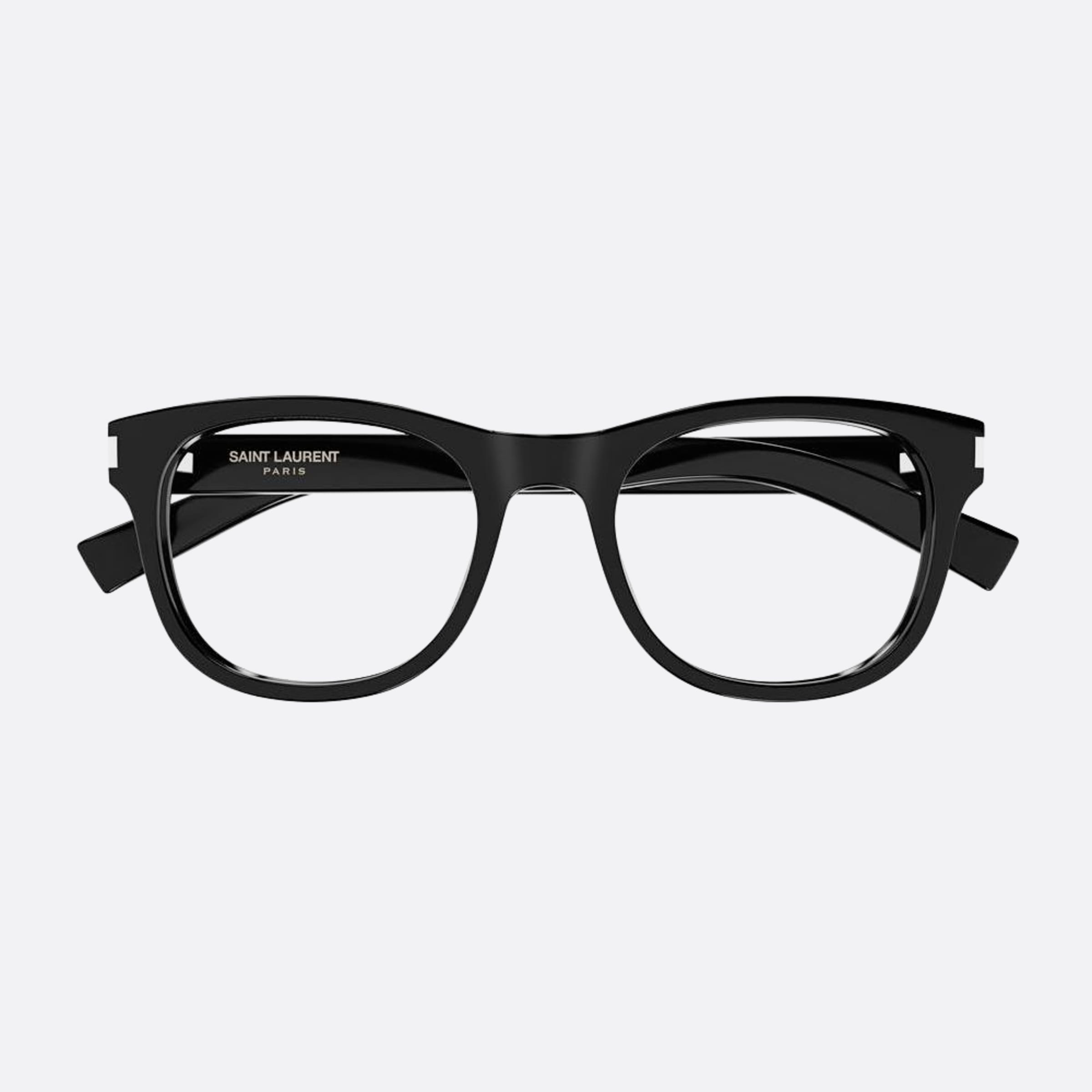 Saint 53mm Laurent Black Squared Unisex Eyeglasses - Detail View