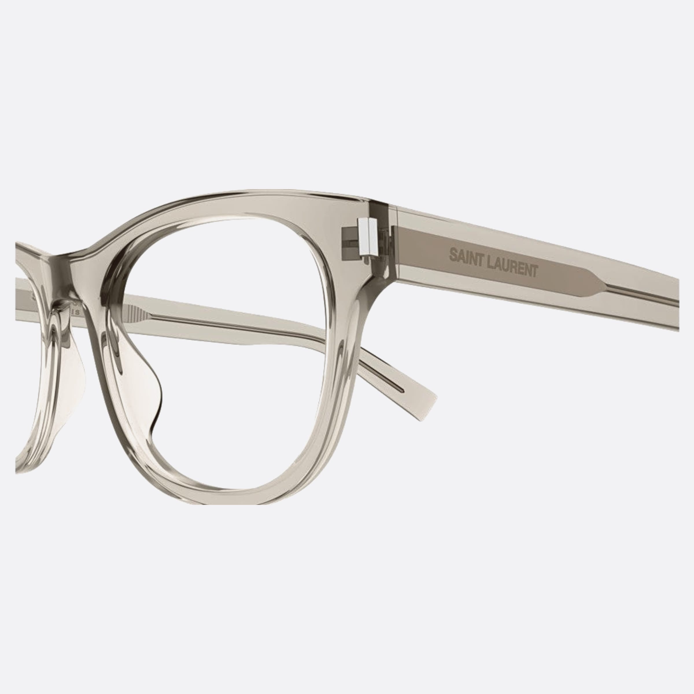 Saint 53mm Laurent Brown Squared Unisex Eyeglasses - Detail View