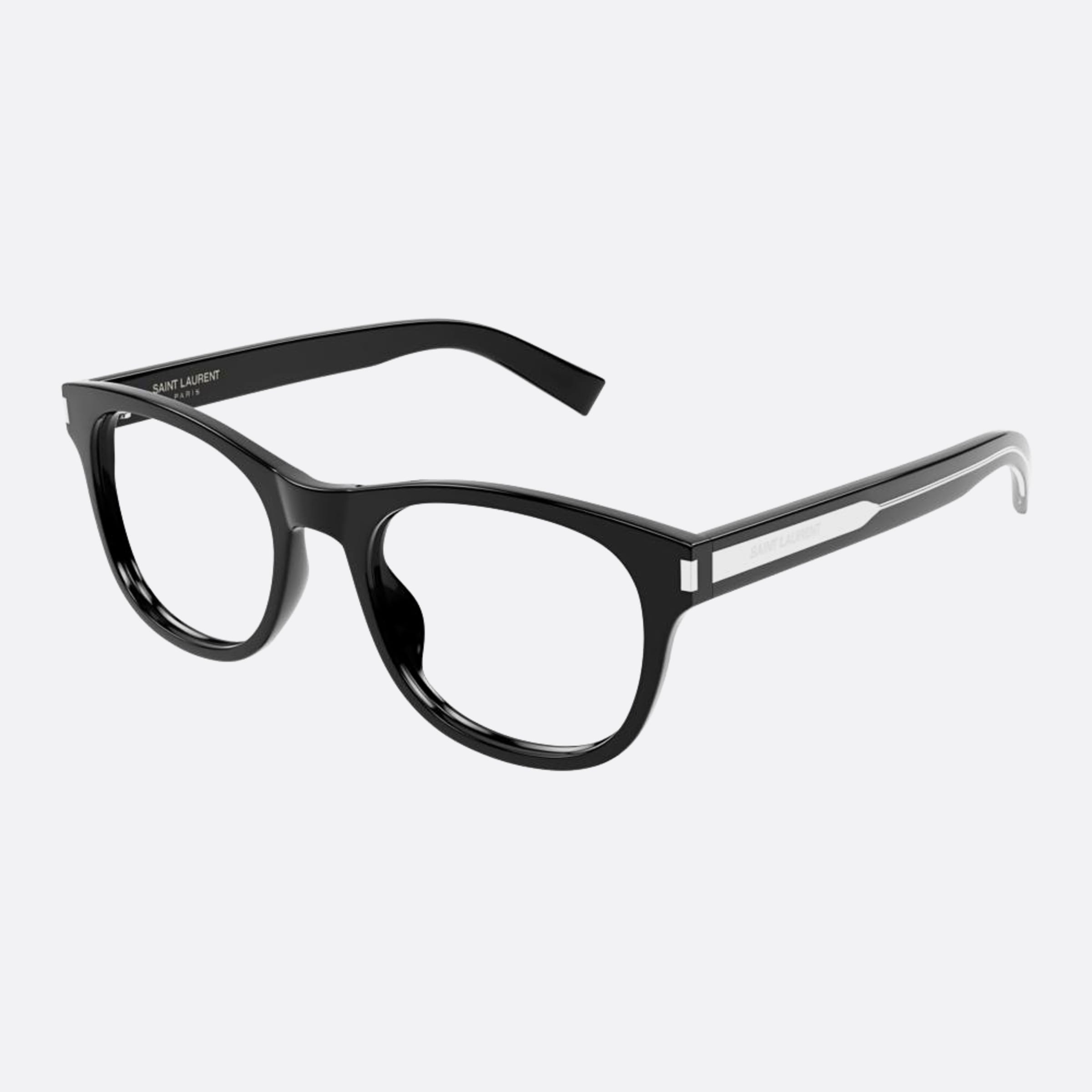 Saint 55mm Laurent Black Squared Unisex Eyeglasses - Side View