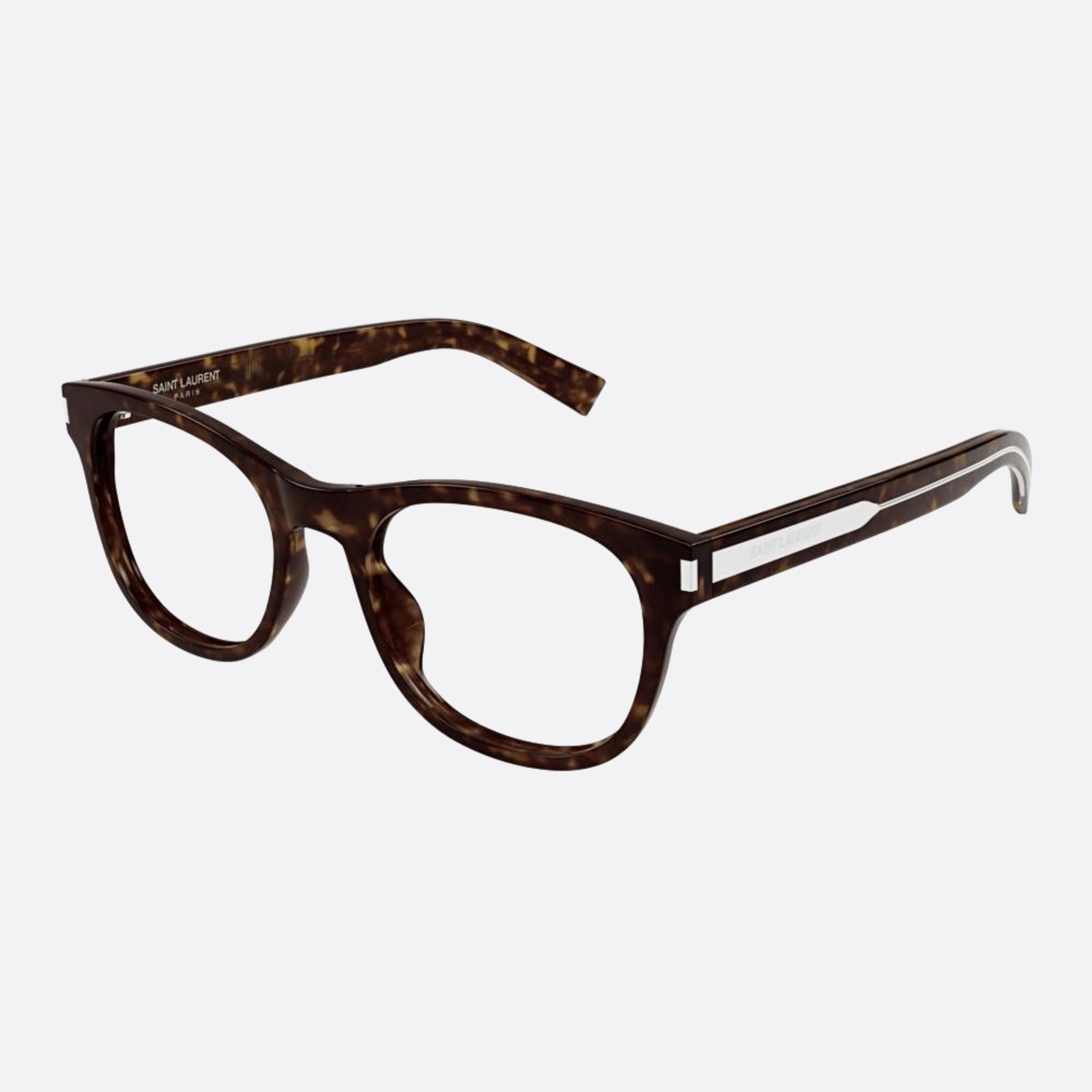 Saint 55mm Laurent Havana Squared Unisex Eyeglasses - Side View