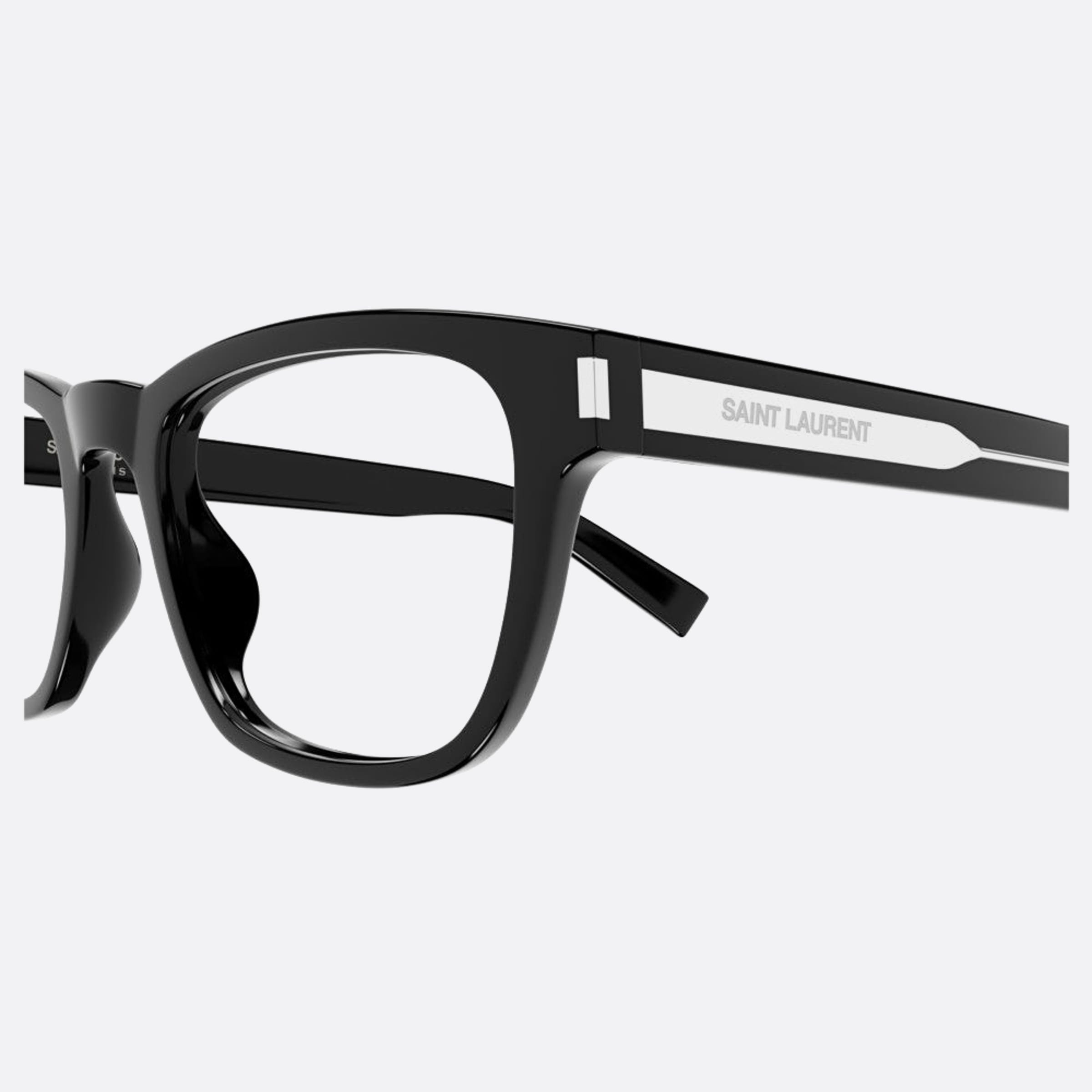 Saint 52mm Laurent Black Squared Unisex Eyeglasses - Detail View