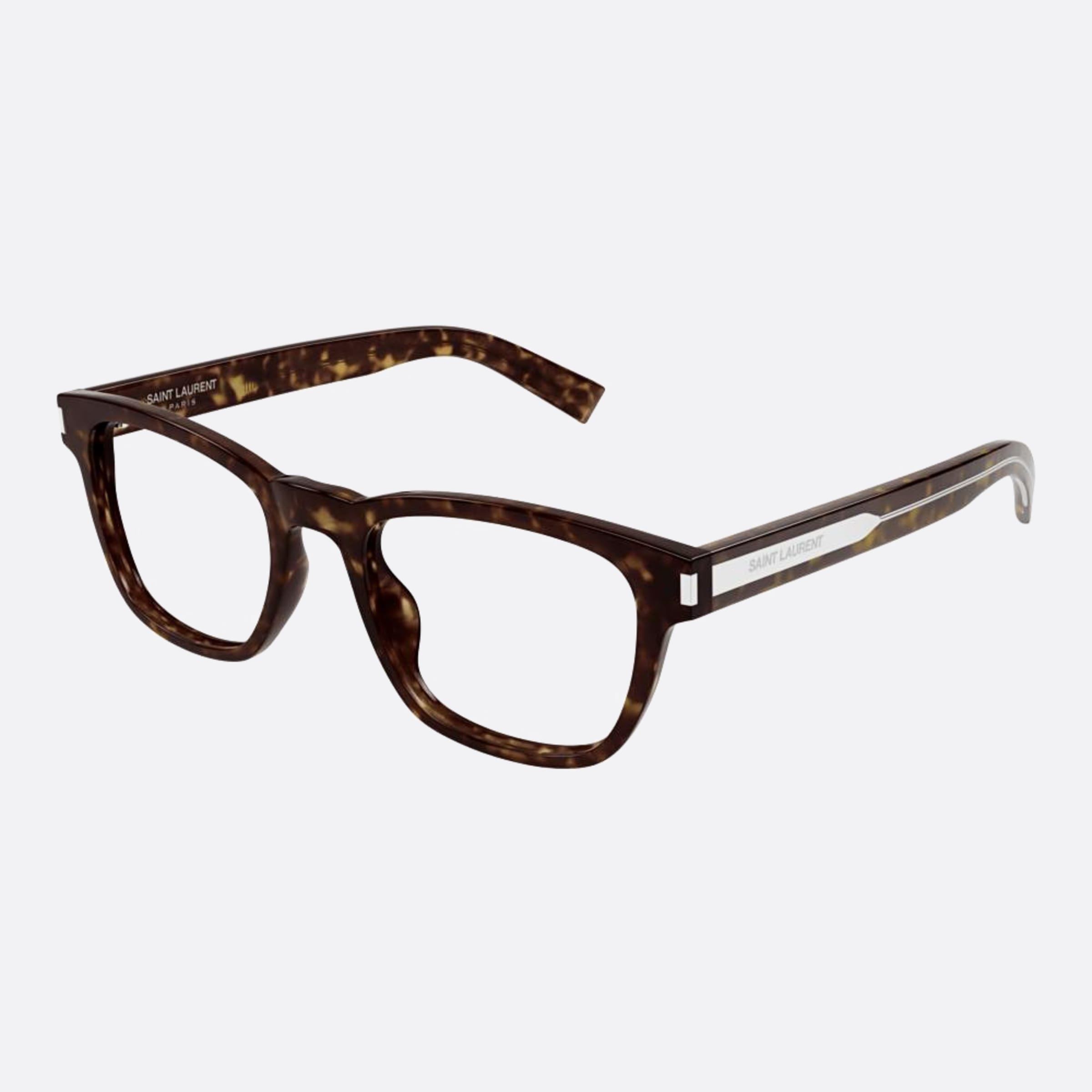 Saint 52mm Laurent Havana Squared Unisex Eyeglasses - Side View