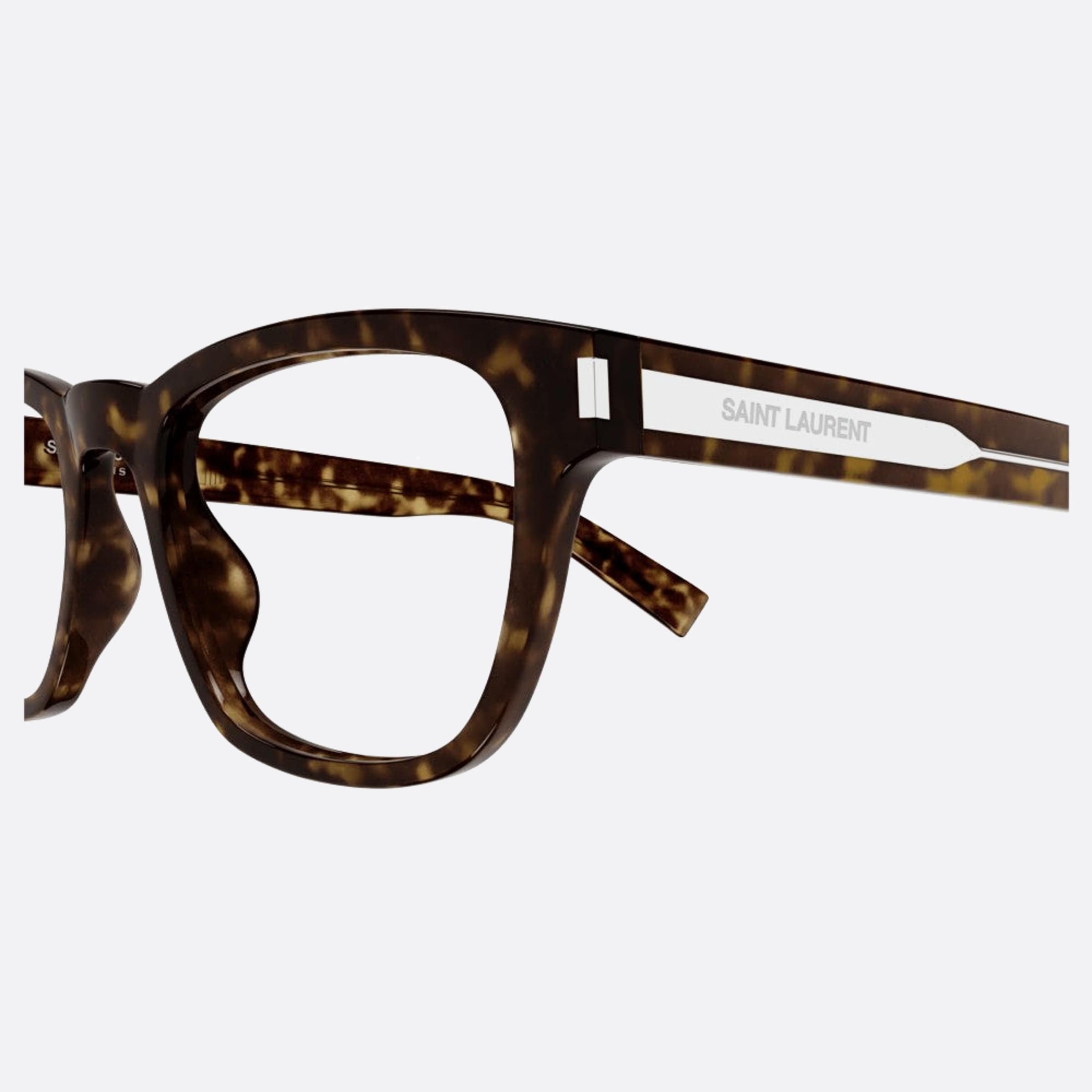 Saint 52mm Laurent Havana Squared Unisex Eyeglasses - Detail View