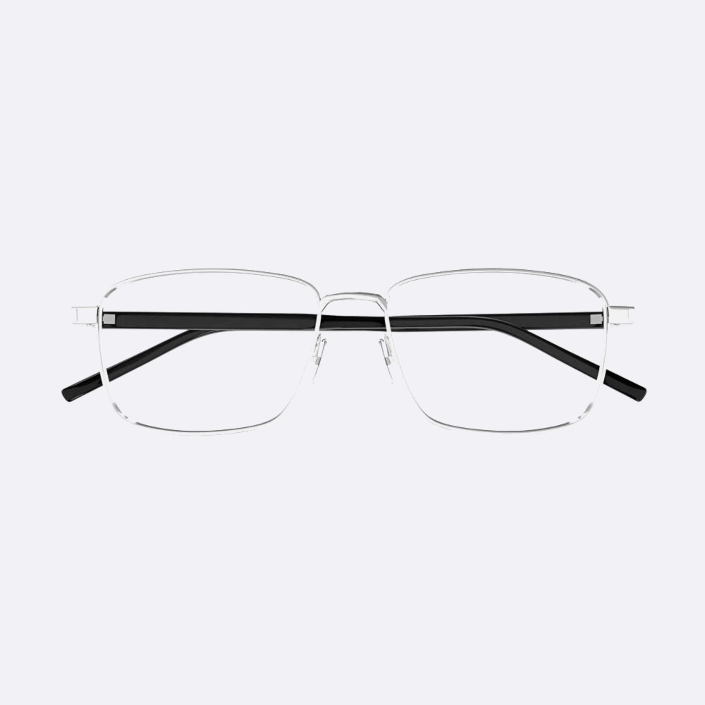 Saint 58mm Laurent Silver Squared Unisex Eyeglasses - Main View