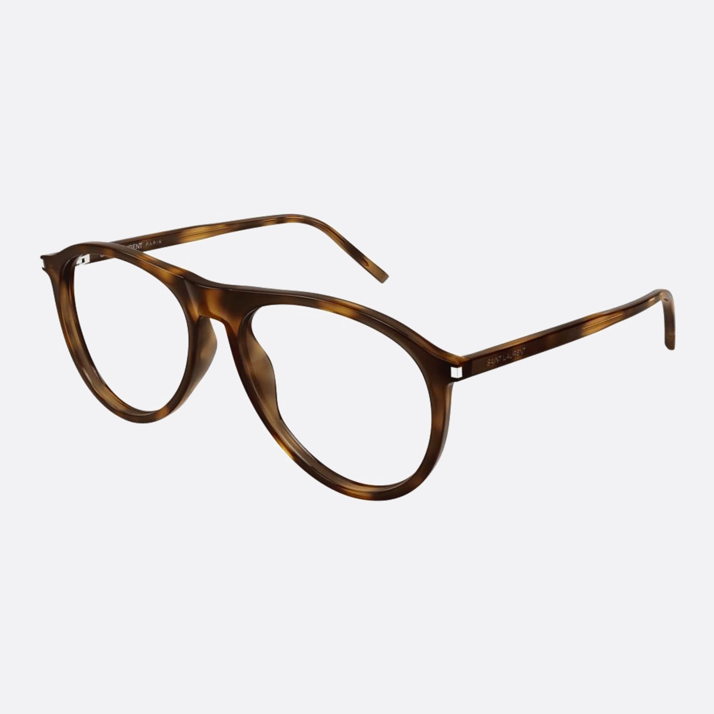 Saint 56mm Laurent Opt Havana Round Unisex Eyeglasses - Side View