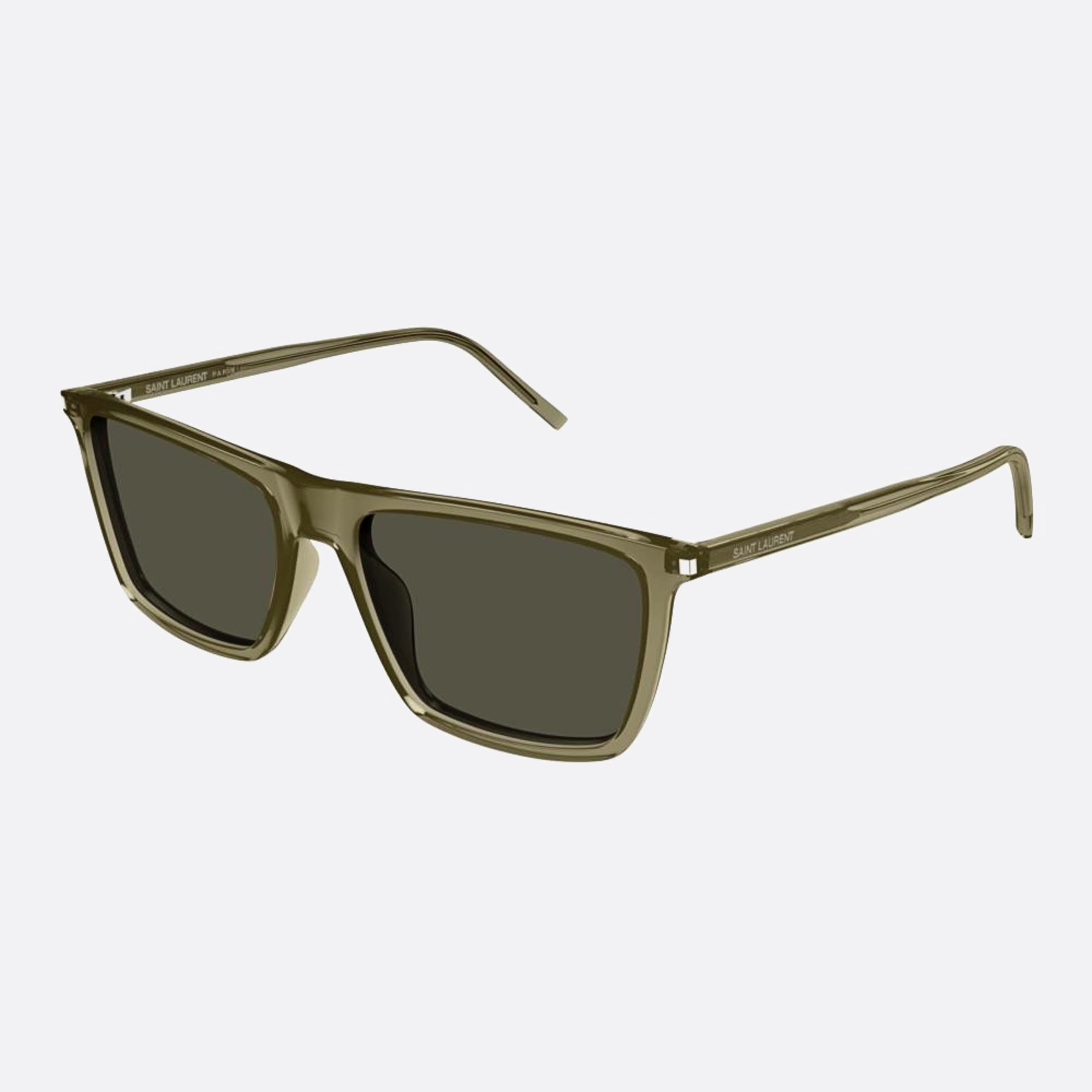 Saint 56mm Laurent Grg Green Squared Man Sunglasses - Side View