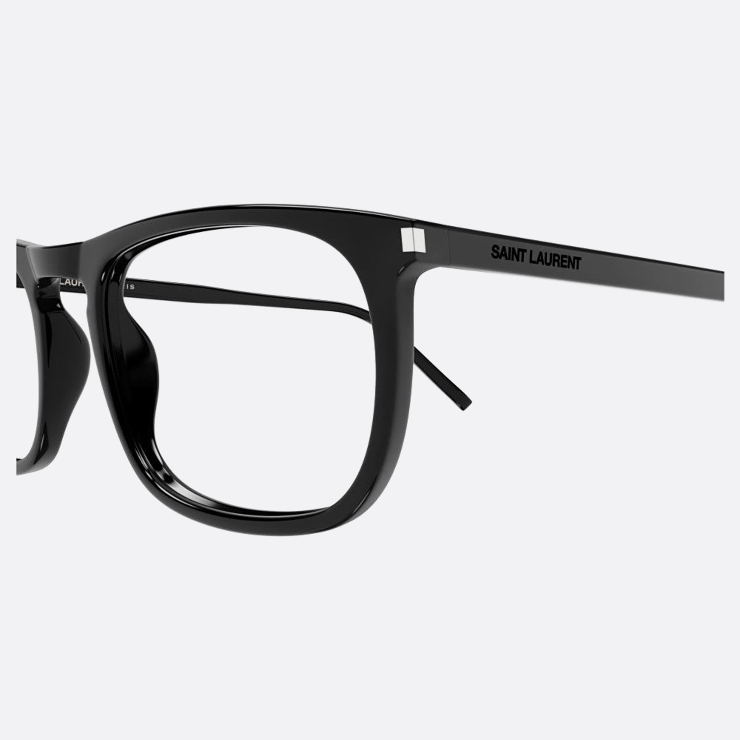 Saint 54mm Laurent Black Round Unisex Eyeglasses - Detail View