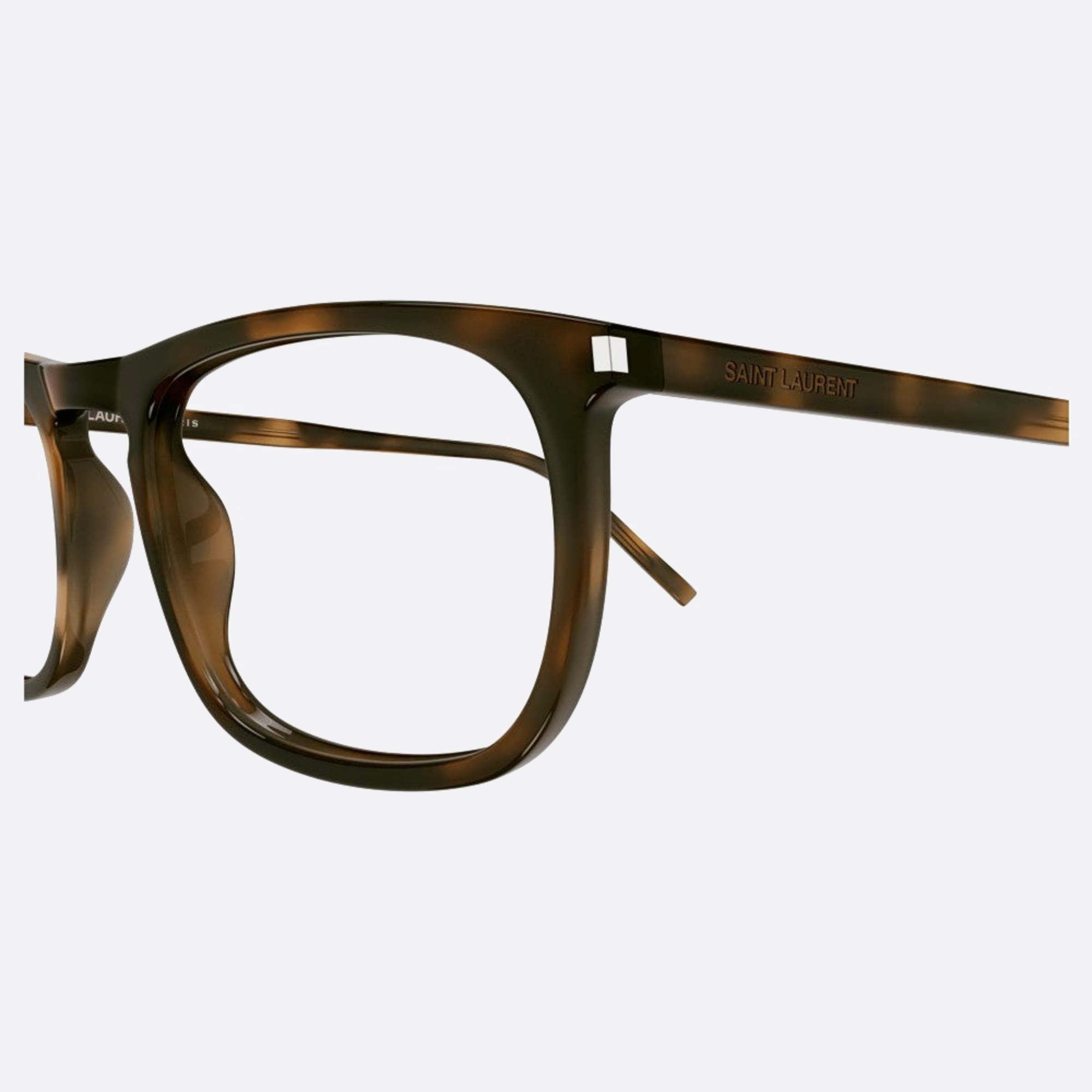 Saint 54mm Laurent Havana Round Unisex Eyeglasses - Detail View