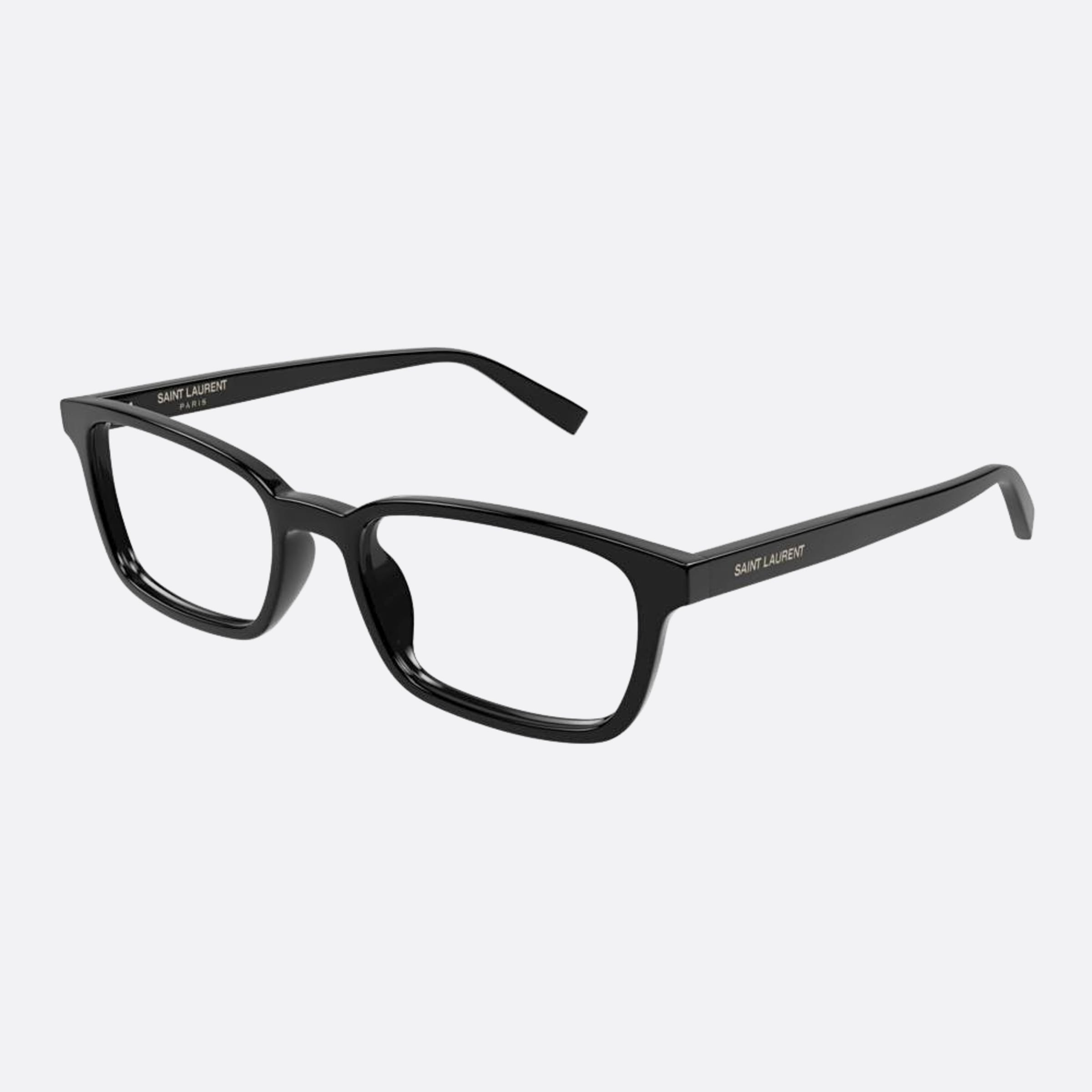 Saint 54mm Laurent Black Squared Unisex Eyeglasses - Side View